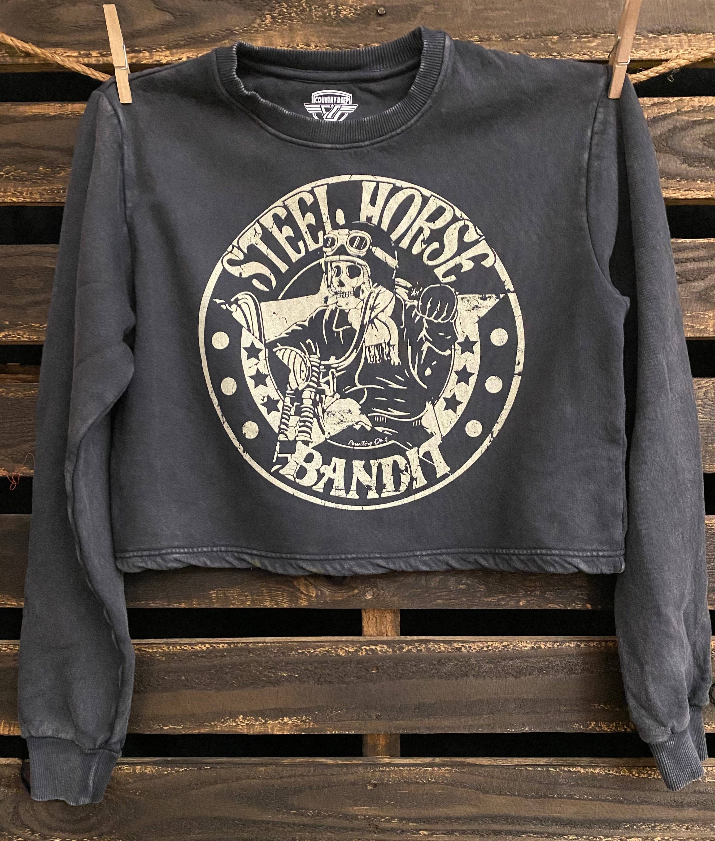 Steel Horse Bandit Cropped Crew Sweatshirt T-Shirts, Hoodie | PodTeesHub.com