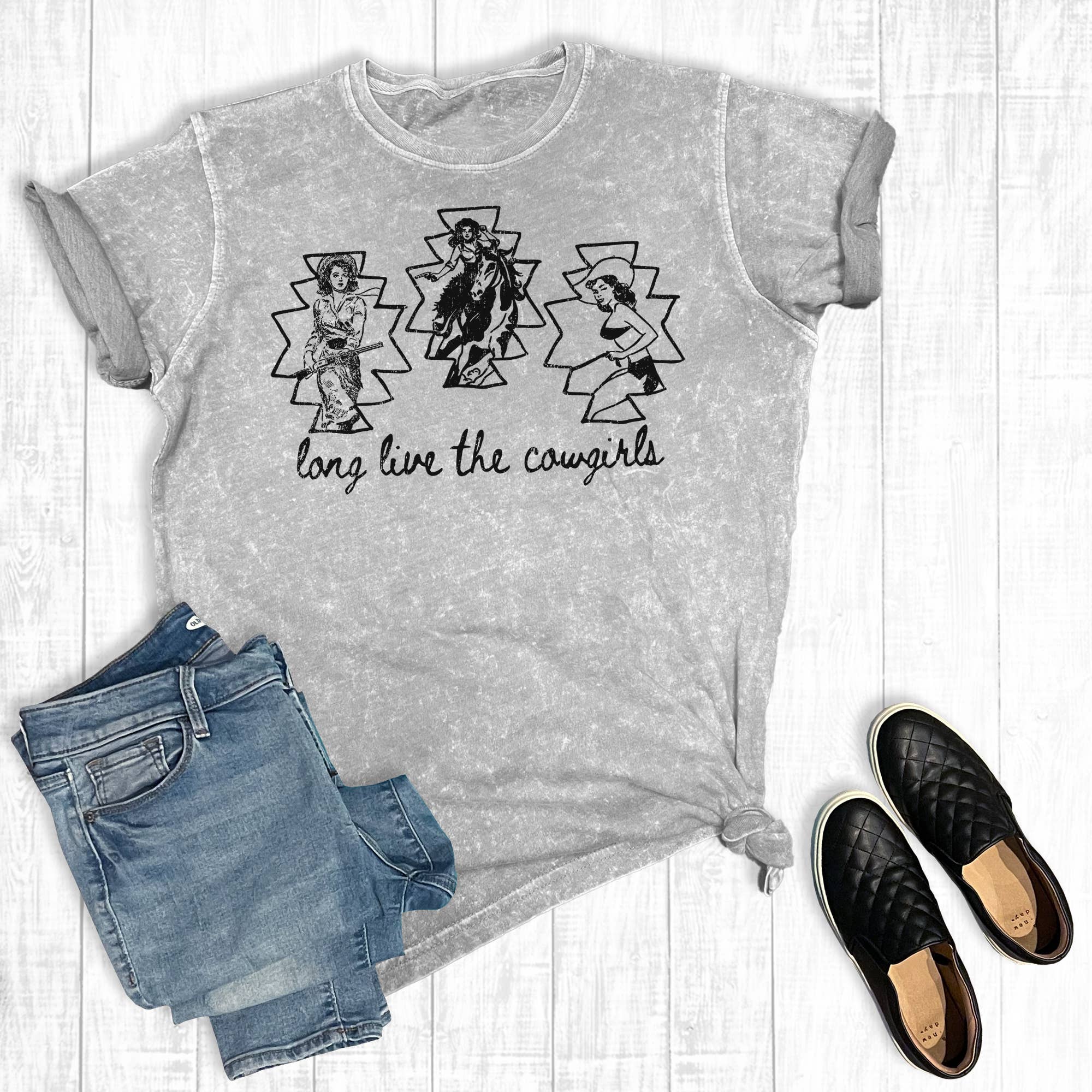 Western Aztec Long Live the Cowgirls Mineral Was Graphic Tee Hoodie, Sweatshirt | PodTeesHub.com