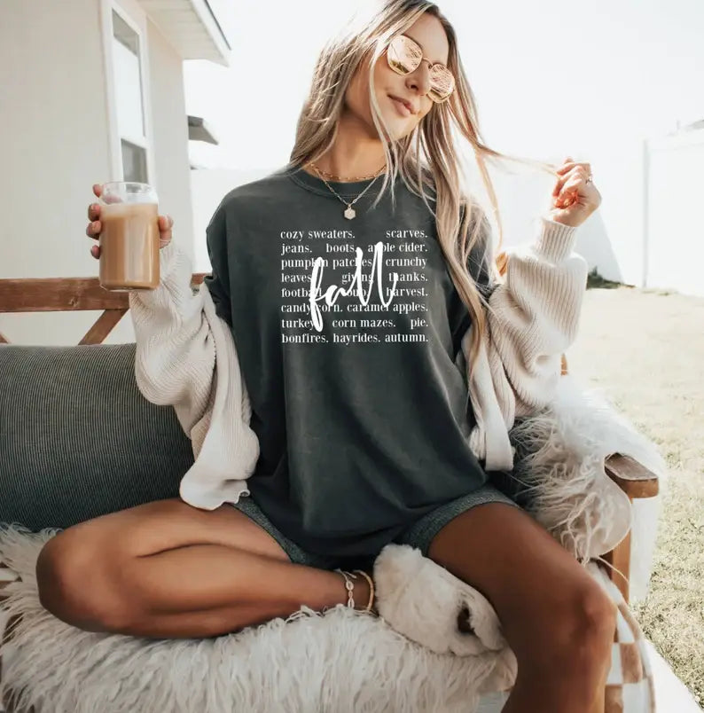 Fall Words T-Shirt, Thanksgiving Shirt, Autumn Season Shirt Hoodie, Sweatshirt | PodTeesHub.com