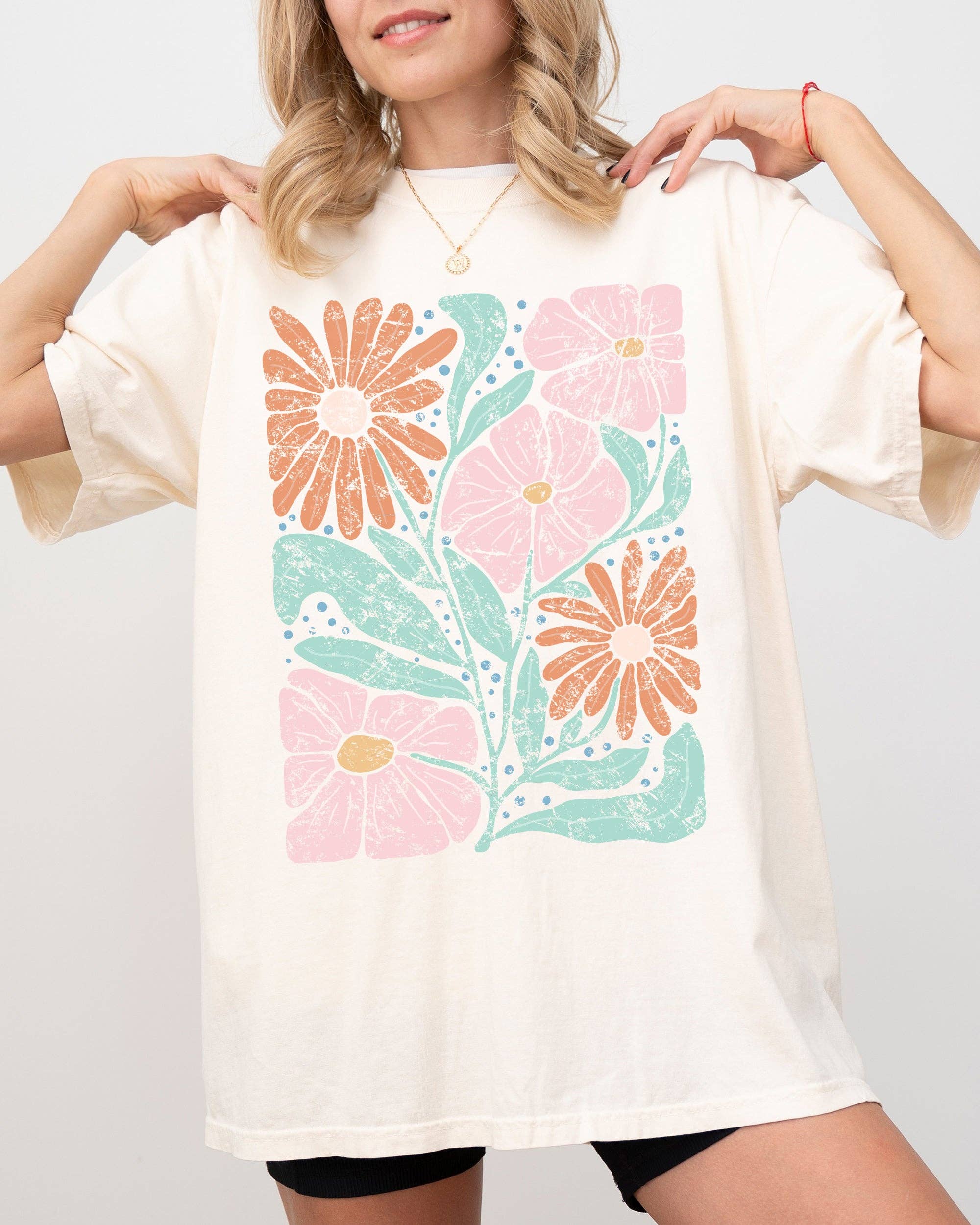 Bohemian Abstract Flowers, Boho Floral, Summer Shirt Hoodie, Sweatshirt | PodTeesHub.com