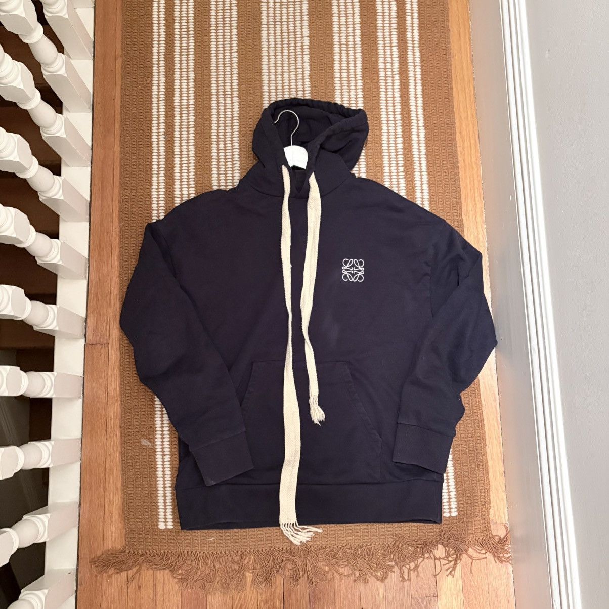 Loewe Navy Hoodie With Signature Cotton Ribbon T-Shirts, Sweatshirt | PodTeesHub.com