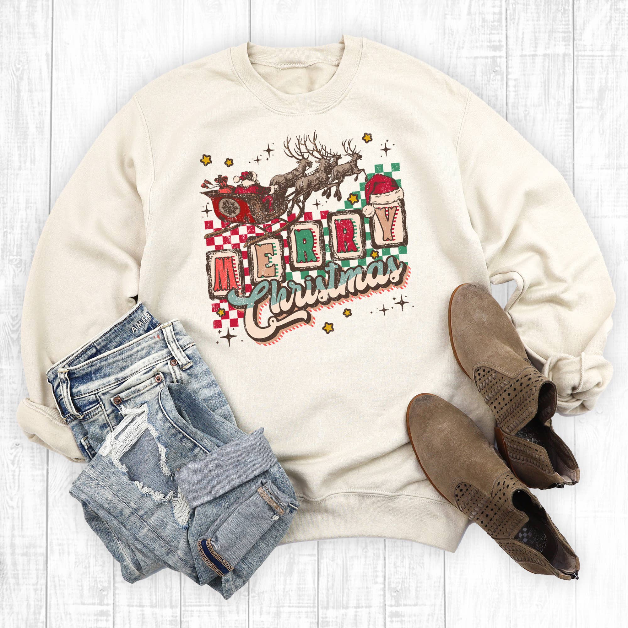 Merry Christmas Reindeers Sweatshirt T-Shirts, Hoodie | PodTeesHub.com