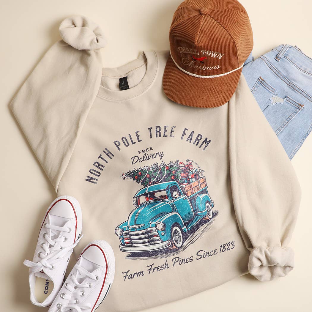 North Pole Tree Farm Heavyweight Fleece Sweatshirt T-Shirts, Hoodie | PodTeesHub.com