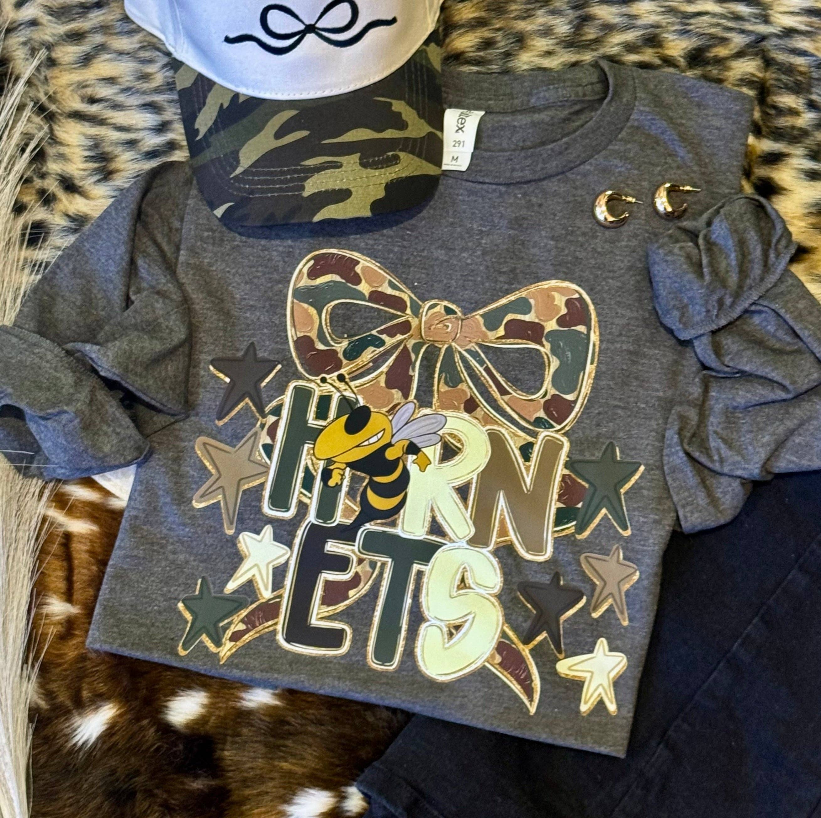 Hornets Camo Bow Tee / Long Sleeve Hoodie, Sweatshirt | PodTeesHub.com