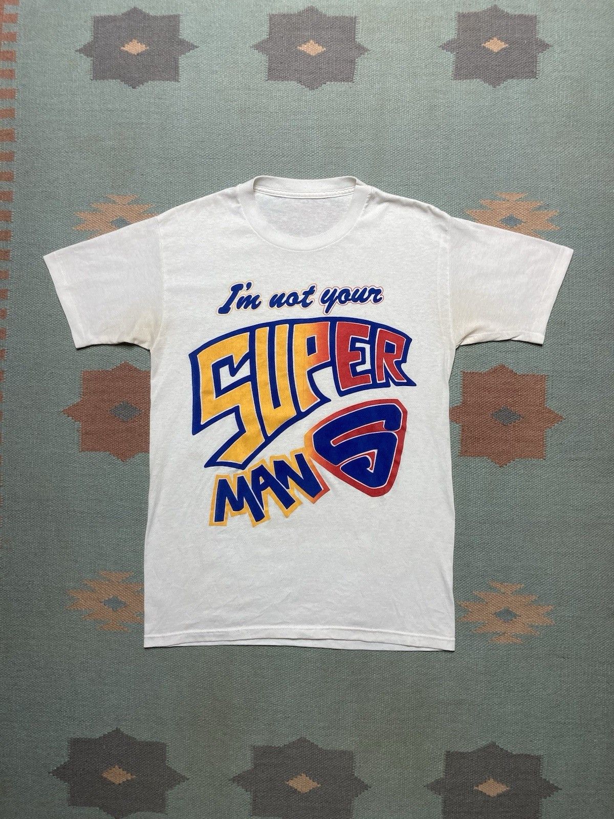 Vintage 80s Graphic T Shirt I M Not Your Superman Thin Soft Funny M Hoodie, Sweatshirt | PodTeesHub.com