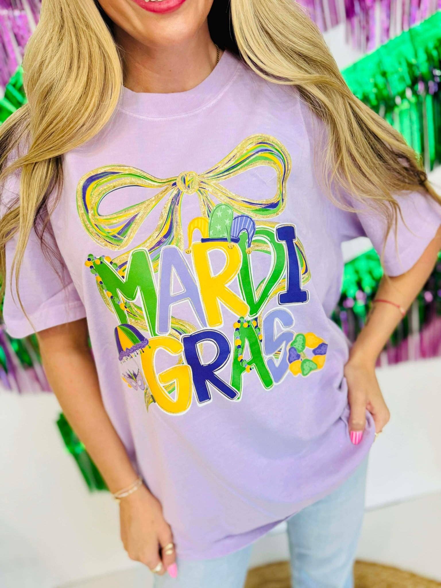 Mardi Gras Jester Bow Dtf Tee Hoodie, Sweatshirt | PodTeesHub.com