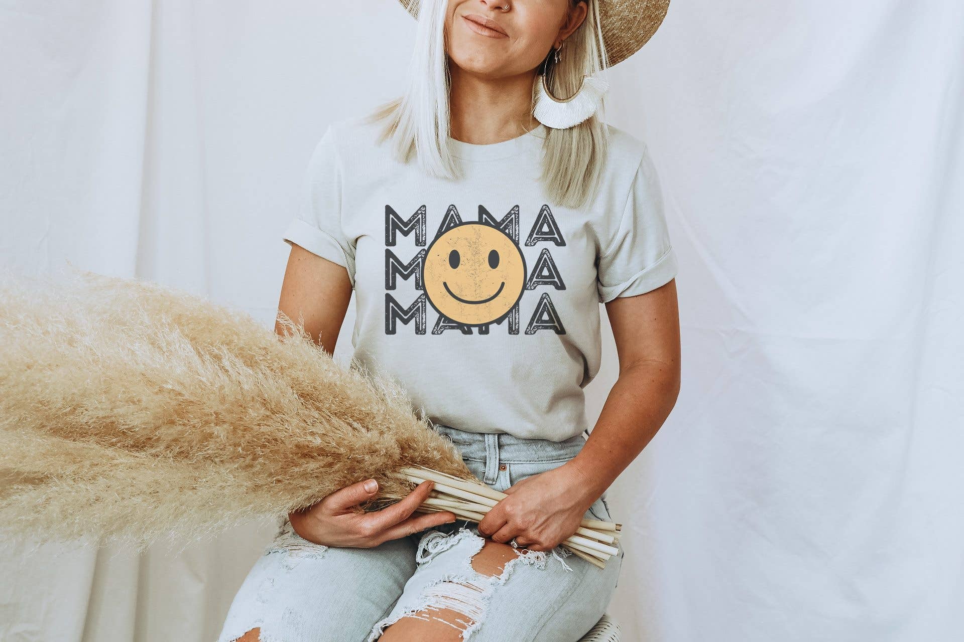 Retro Mama Happy Face | Mom Life | Mom Tee | Graphic Tee Hoodie, Sweatshirt | PodTeesHub.com