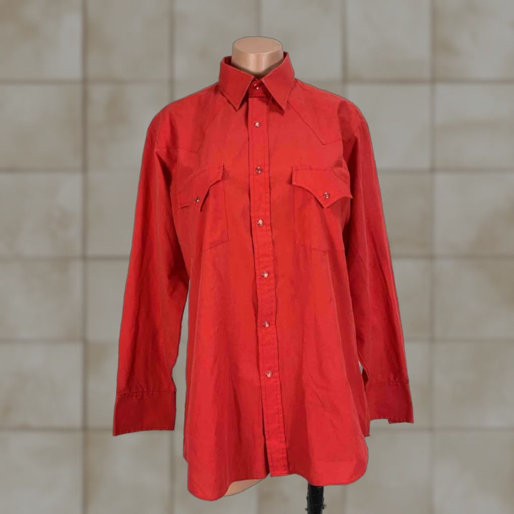 Vintage Ely Cattleman Western Shirt Red Pearl Snap 15 1 2 X33 Rockabilly 80s Mens Shirt Hoodie, Sweatshirt | PodTeesHub.com