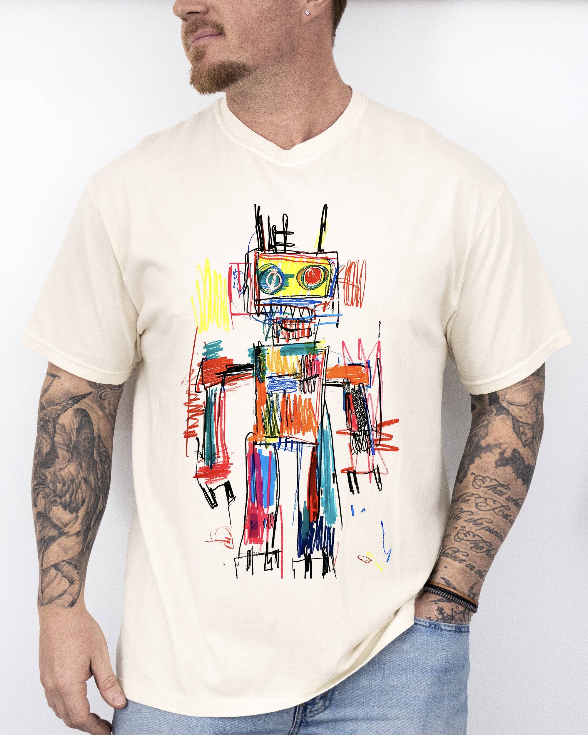 Robot Art, Graffiti, Fun, Colorful, Neo Expressionist Shirt Hoodie, Sweatshirt | PodTeesHub.com