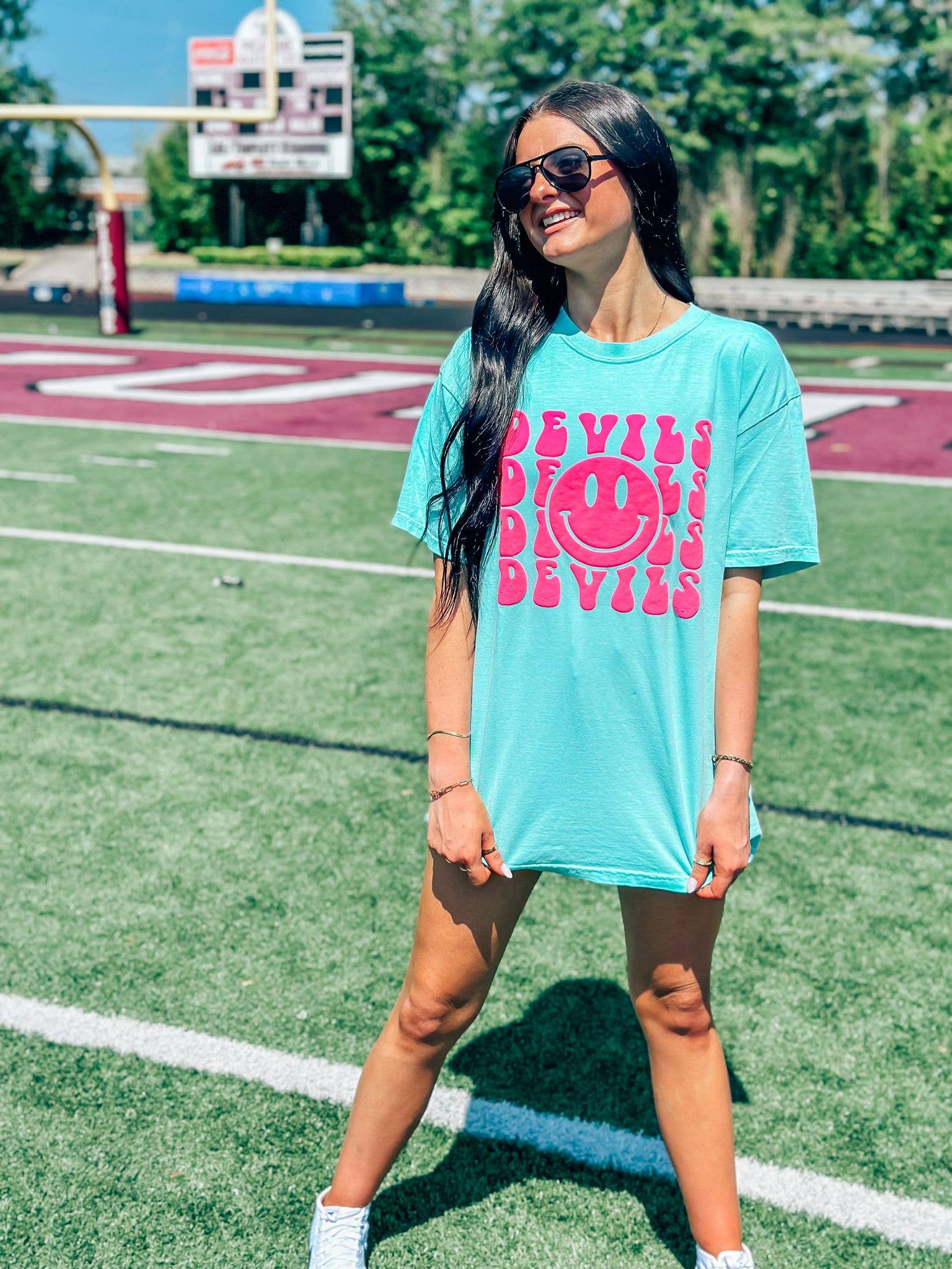 Custom Happy Mascot Repeat Puff Tee Hoodie, Sweatshirt | PodTeesHub.com