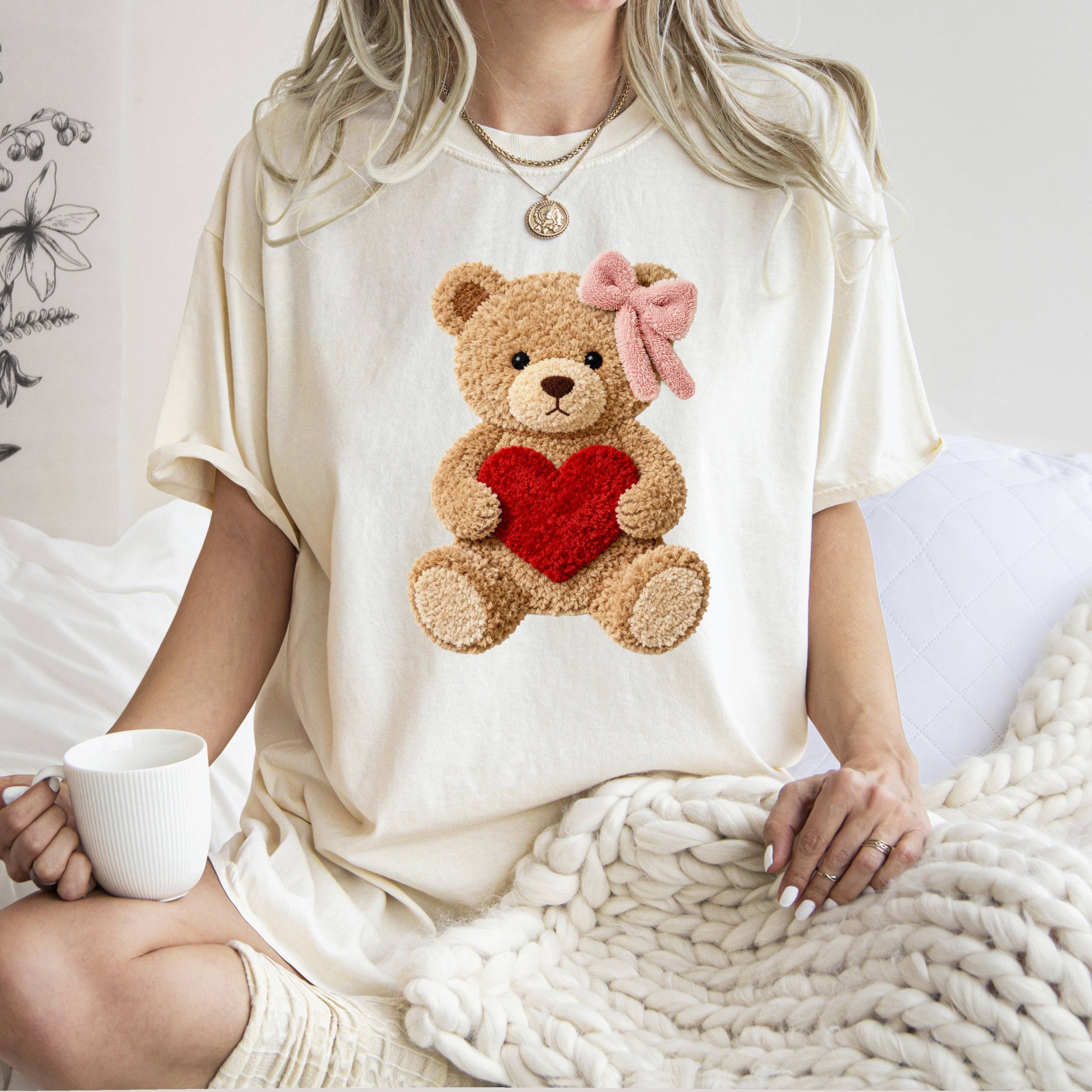 Teddy Bear, Valentine's Day, Love, Comfort Colors T-Shirt Hoodie, Sweatshirt | PodTeesHub.com