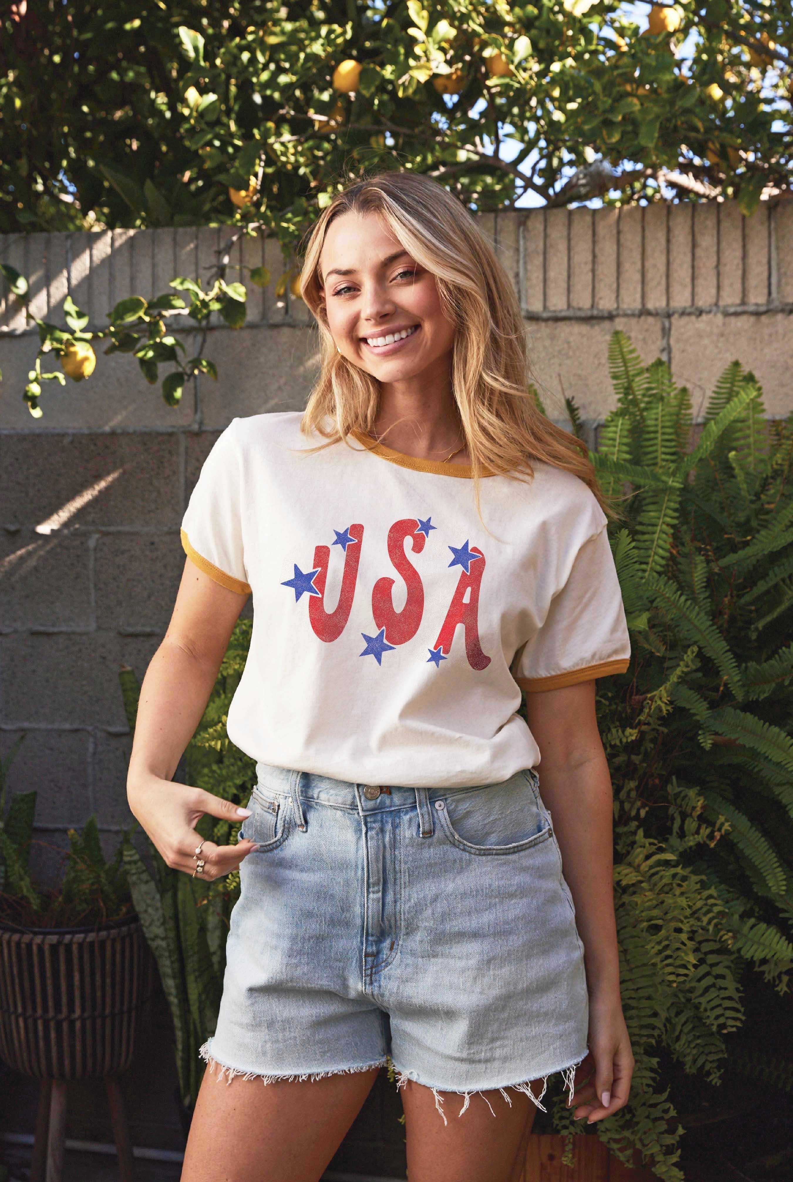 USA Ringer Graphic T-Shirt Hoodie, Sweatshirt | PodTeesHub.com
