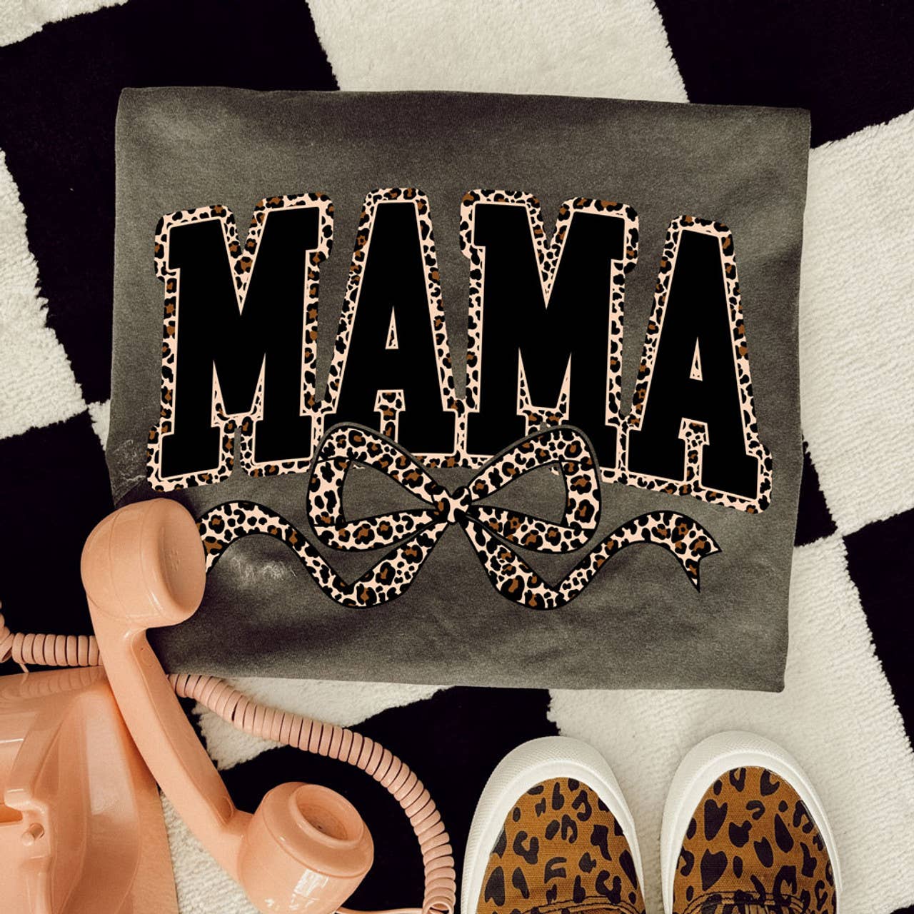 Leopard Mama Bow Tee Hoodie, Sweatshirt | PodTeesHub.com