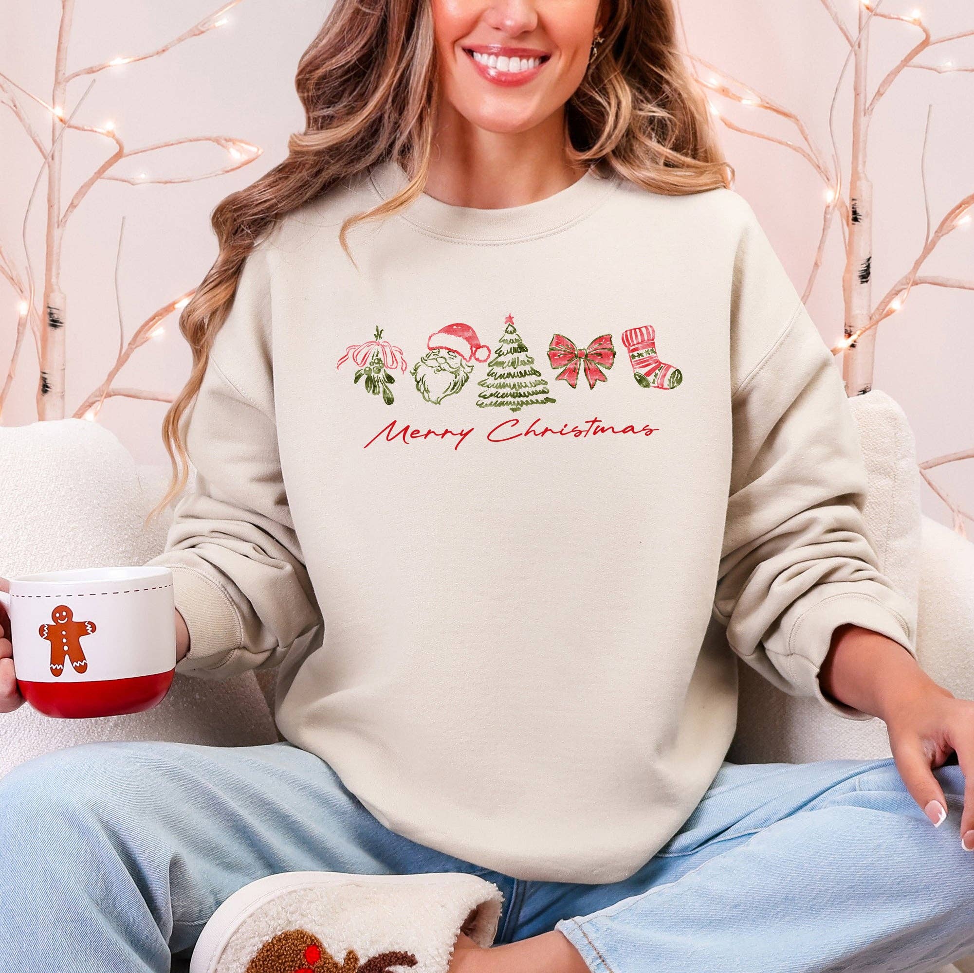 Merry Christmas, Santa, Retro, Vintage, Cute Sweatshirt T-Shirts, Hoodie | PodTeesHub.com