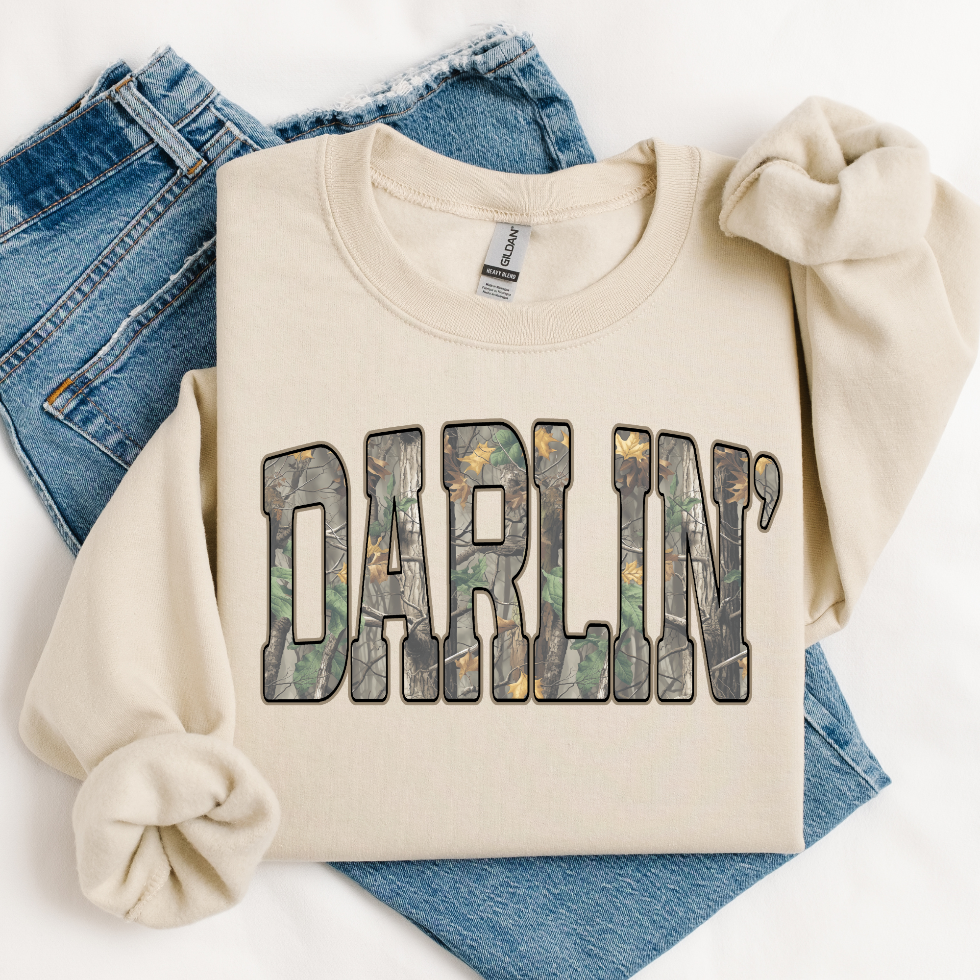 Camo Darlin Graphic Crewneck or Tee Hoodie, Sweatshirt | PodTeesHub.com