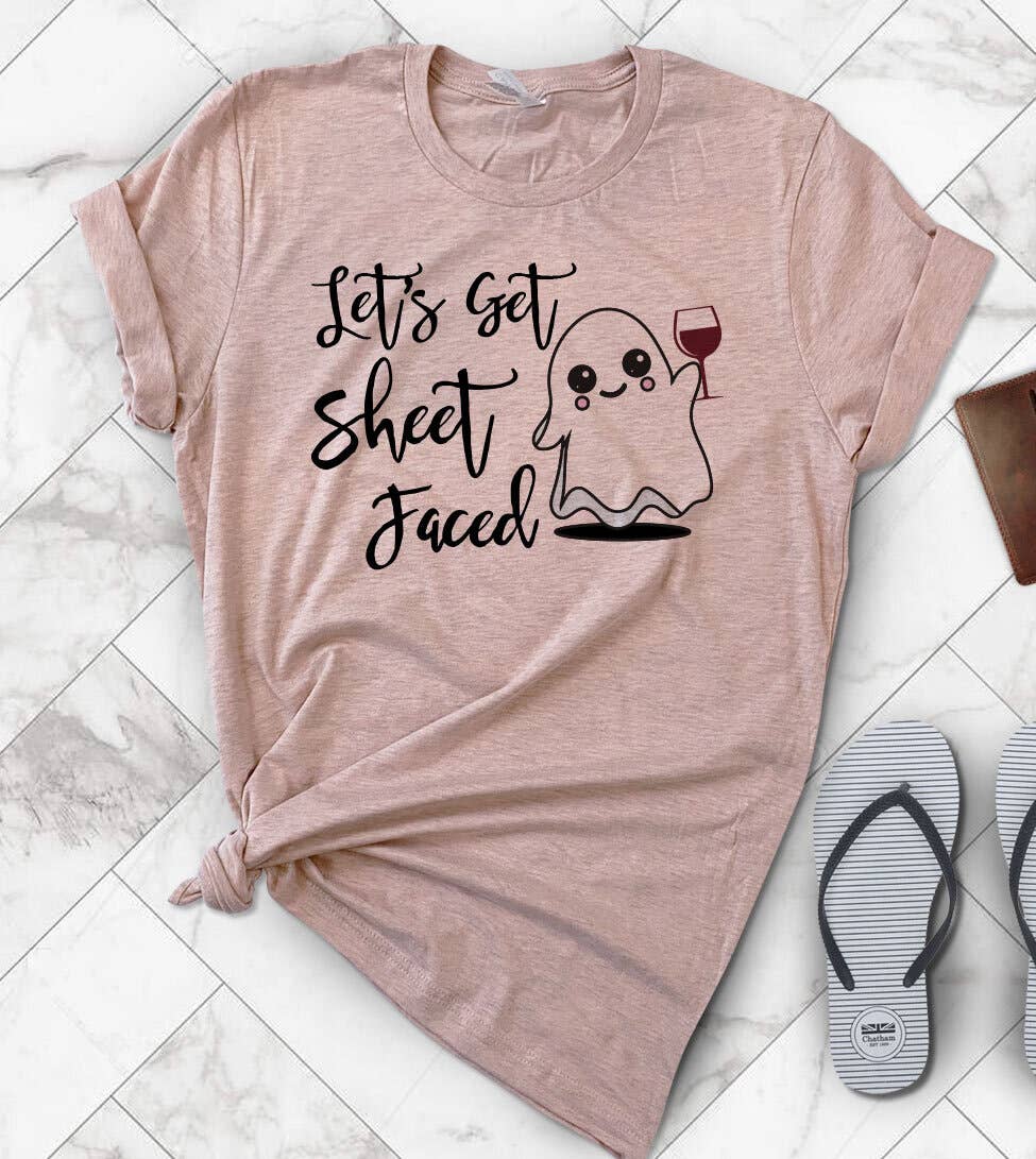 Let's Get Sheet Faced - Funny Halloween Ghost Pun T-Shirt Hoodie, Sweatshirt | PodTeesHub.com
