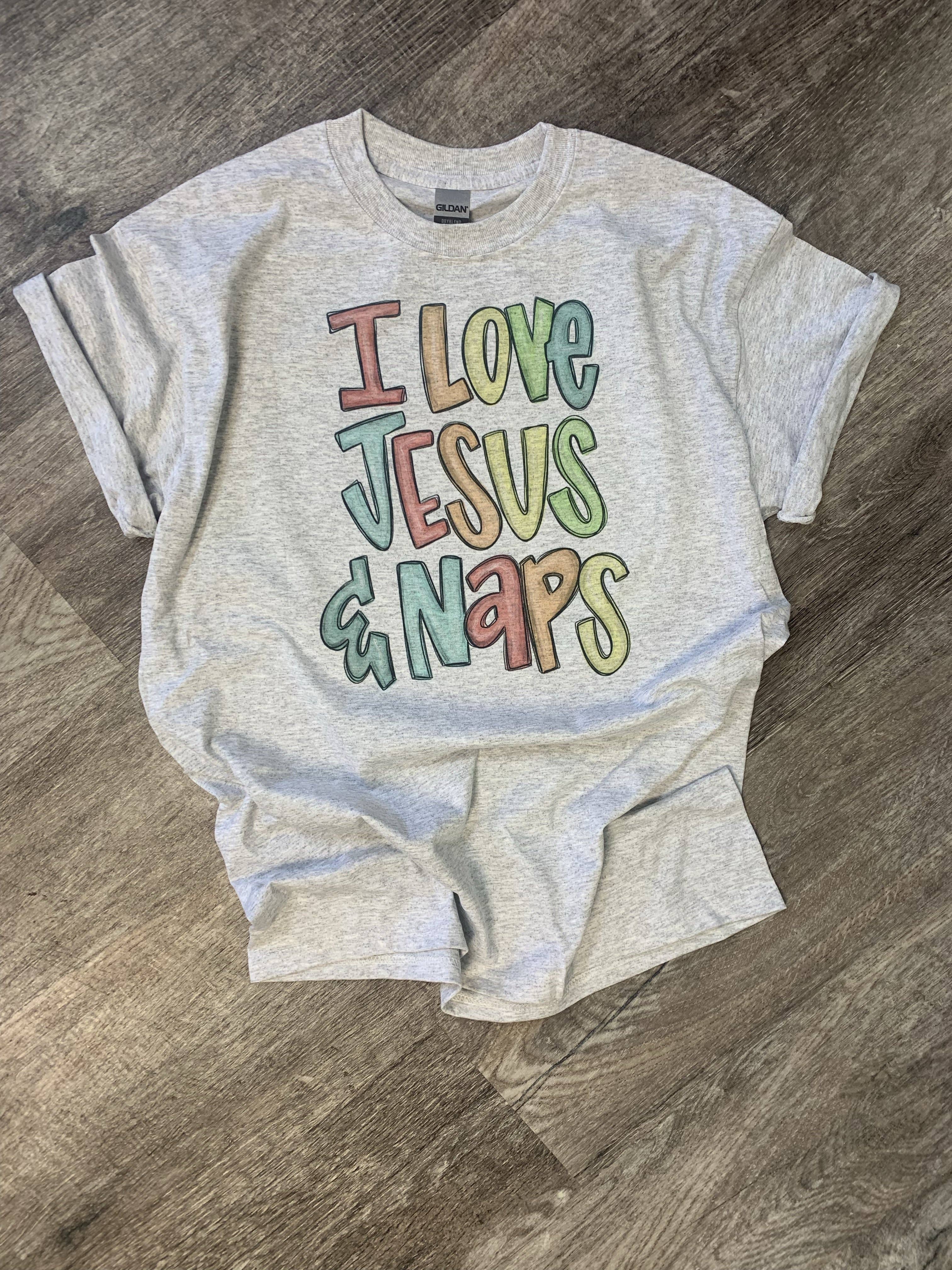 I Love Jesus & Naps On Ash Gray Tee Hoodie, Sweatshirt | PodTeesHub.com
