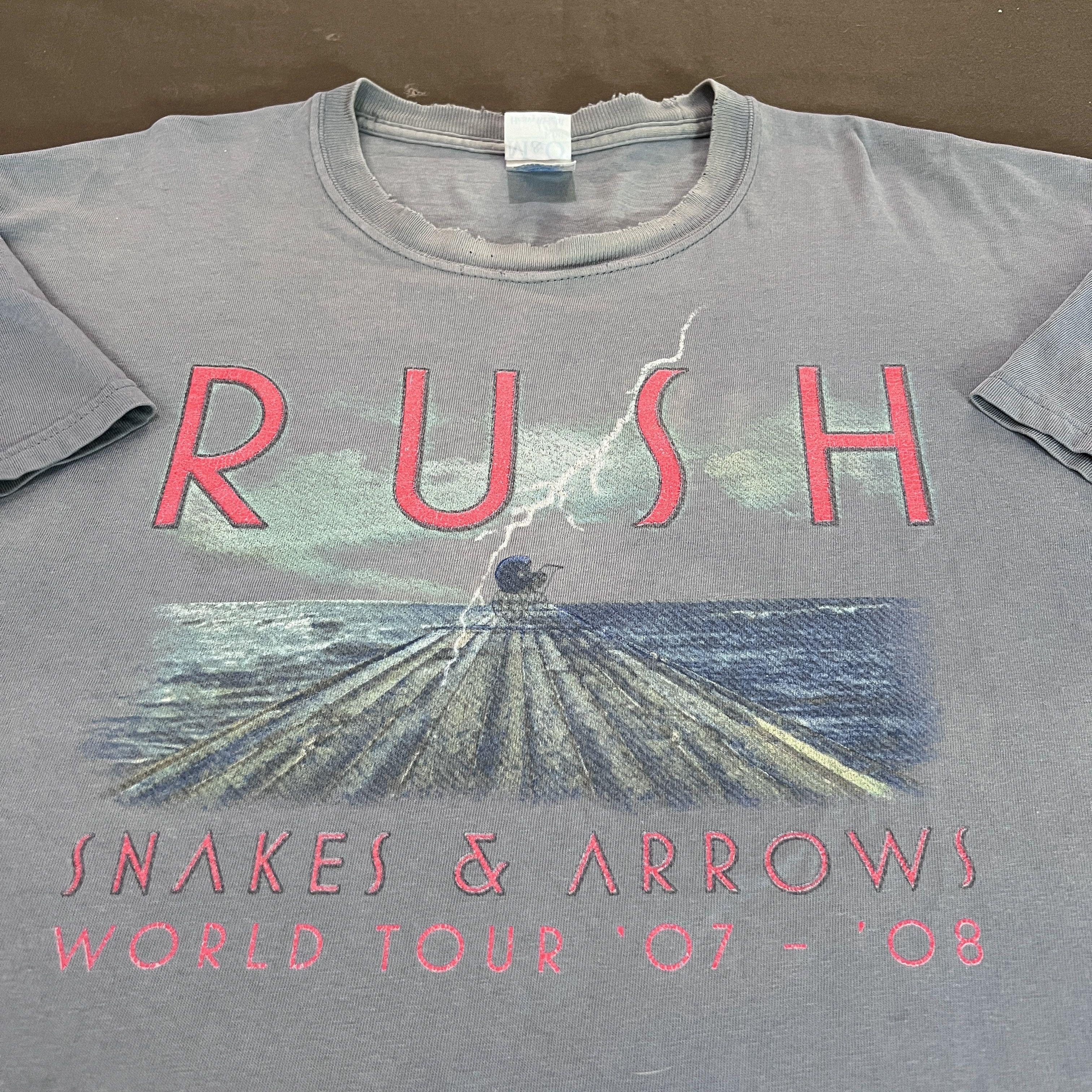 Band Tees Vintage Y2k 2008 Rush World Tour Tee Faded Thrashed Hoodie, Sweatshirt | PodTeesHub.com