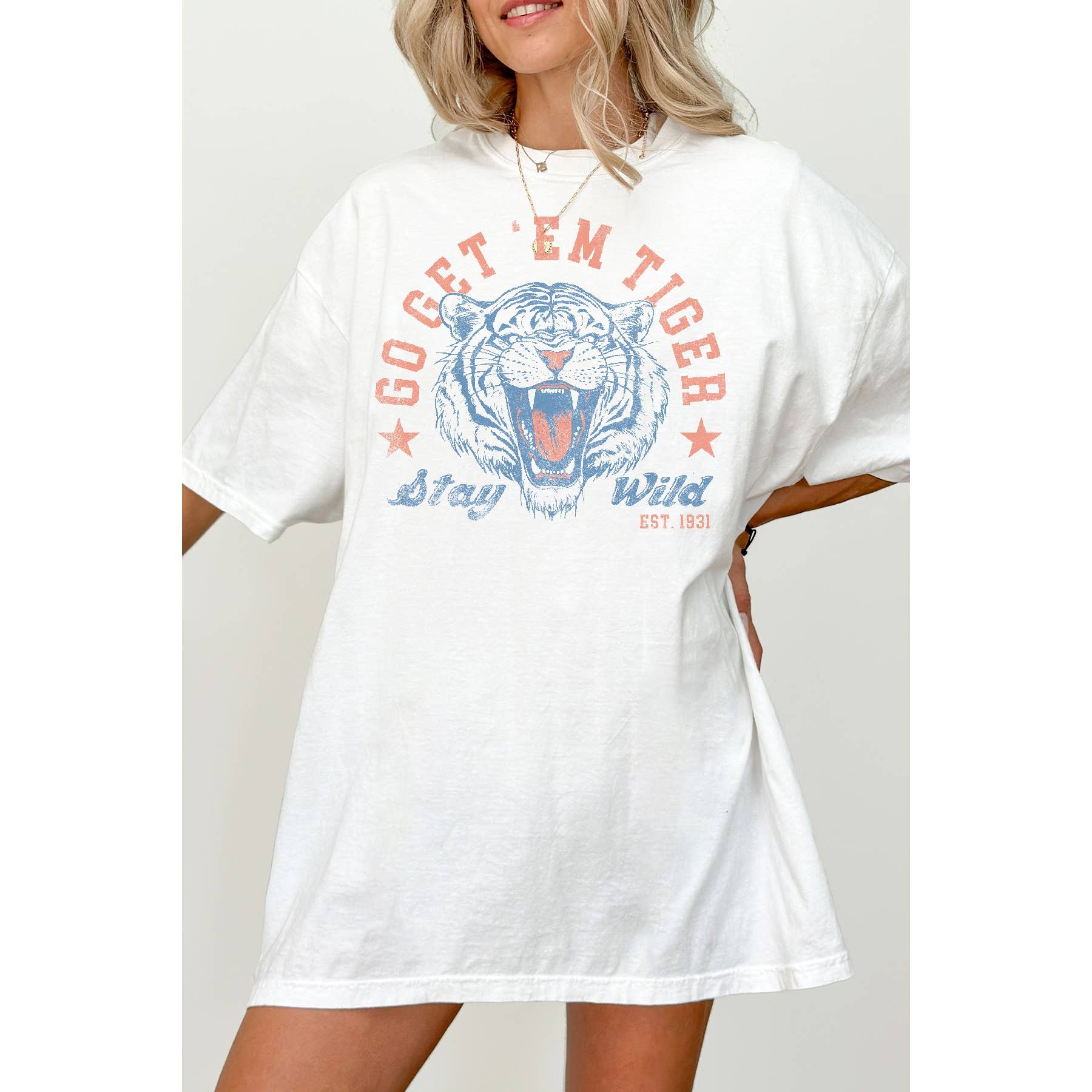 Go Get Em Tiger - Oversized Unisex T Shirt Hoodie, Sweatshirt | PodTeesHub.com