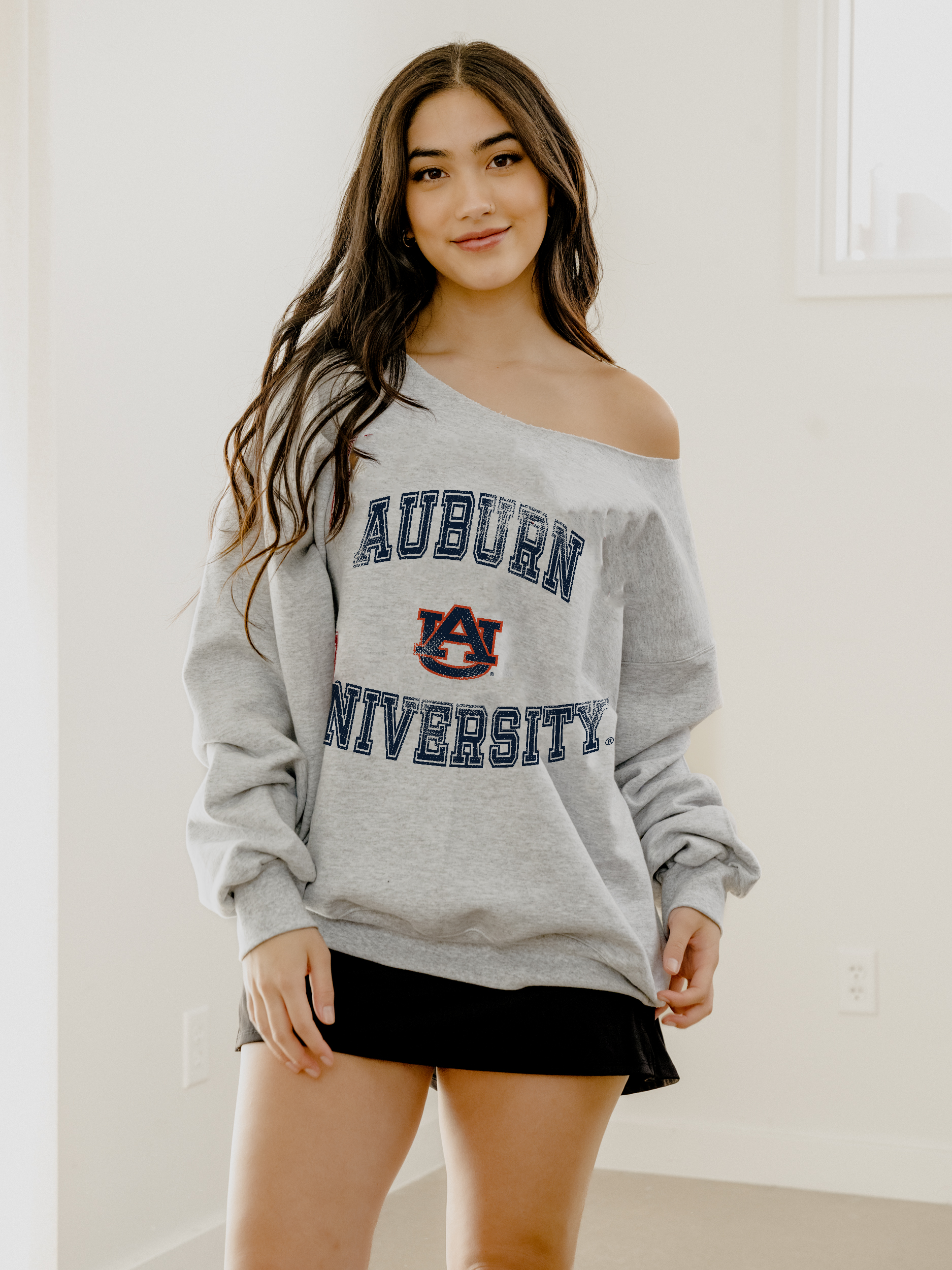 Auburn Tigers Vintage Sport Ash Gray Flashdance Sweatshirt T-Shirts, Hoodie | PodTeesHub.com