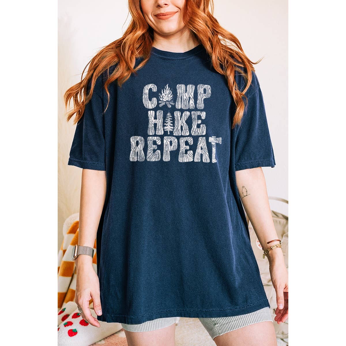 Camp Hike Repeat Vintage  Graphic Tee Hoodie, Sweatshirt | PodTeesHub.com