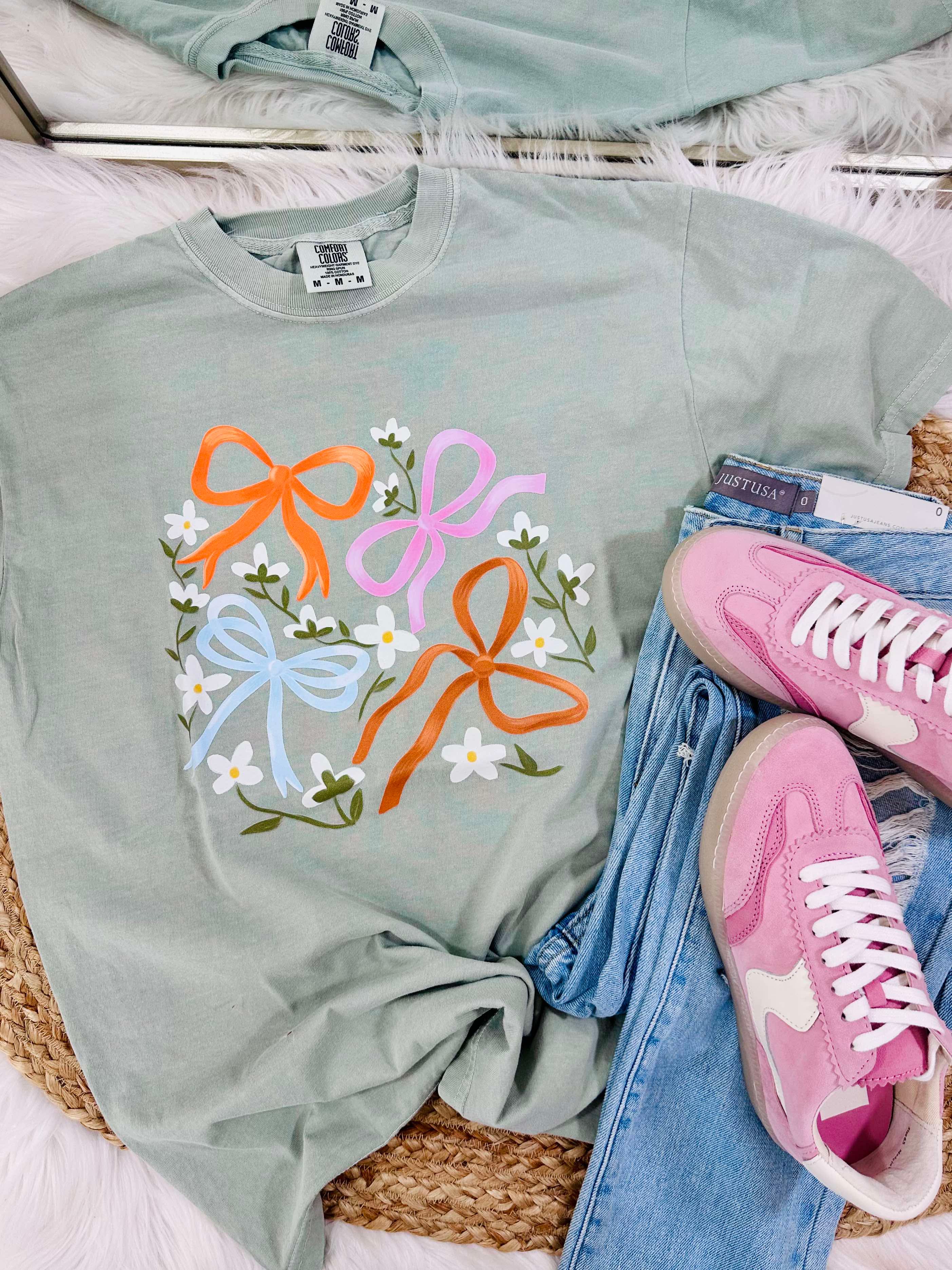 Flower and Coquette Bows Graphic Tee Hoodie, Sweatshirt | PodTeesHub.com