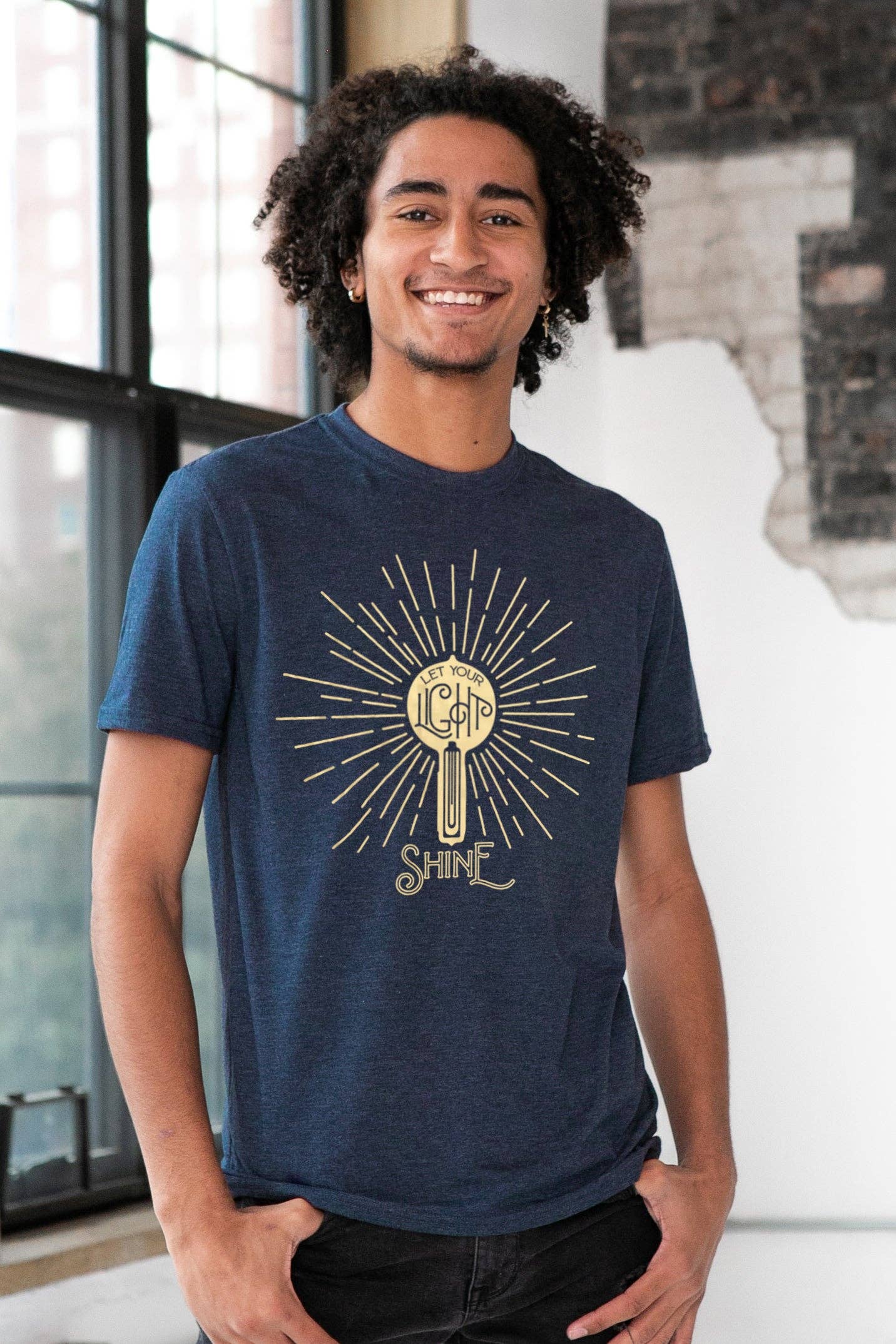 Let Your Light Shine Gold Foil Unisex Eco-Triblend Tee Hoodie, Sweatshirt | PodTeesHub.com