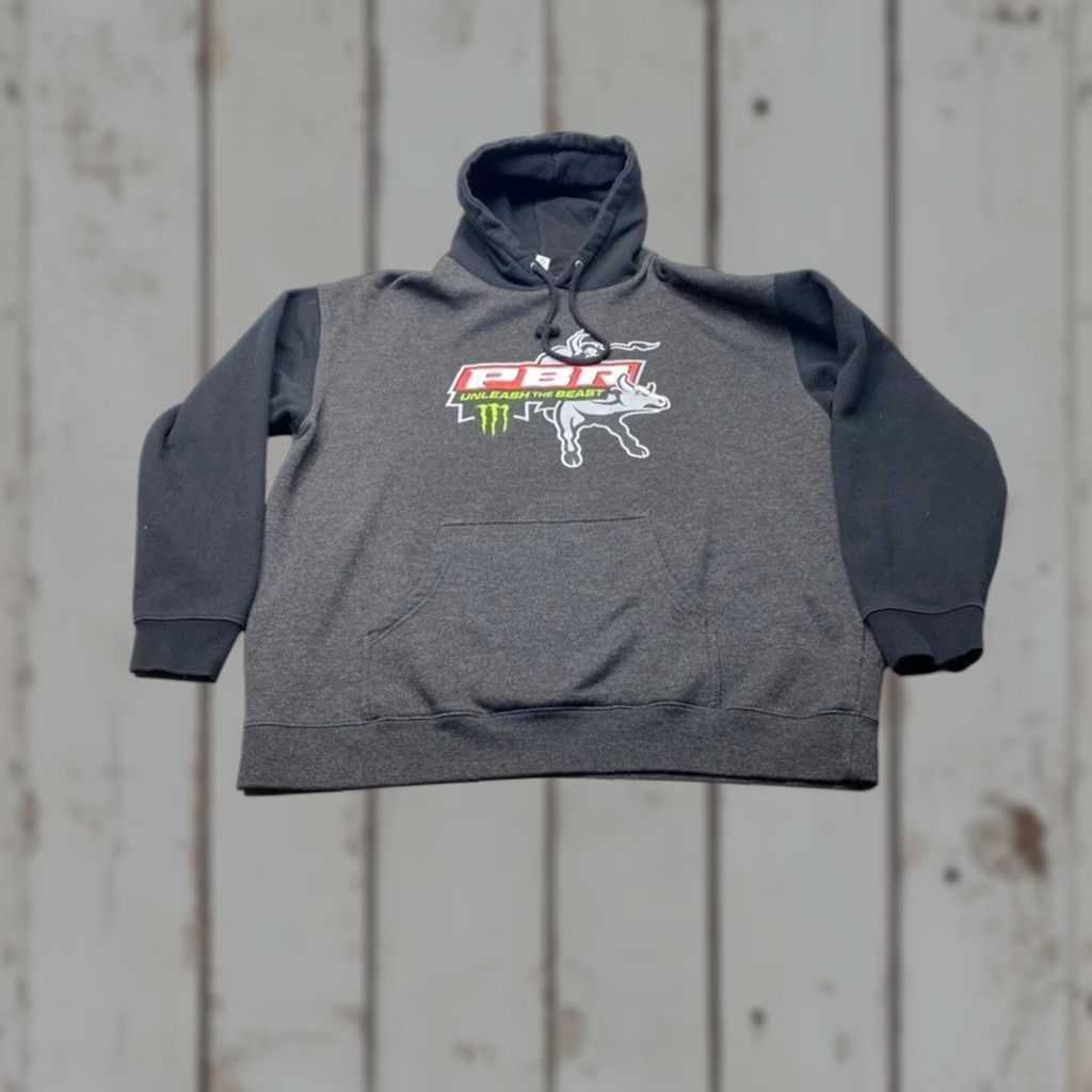 Vintage Monster Pbr Unleash The Beast Hoodie 3xl Gray Black Bull Riding Mens T-Shirts, Sweatshirt | PodTeesHub.com