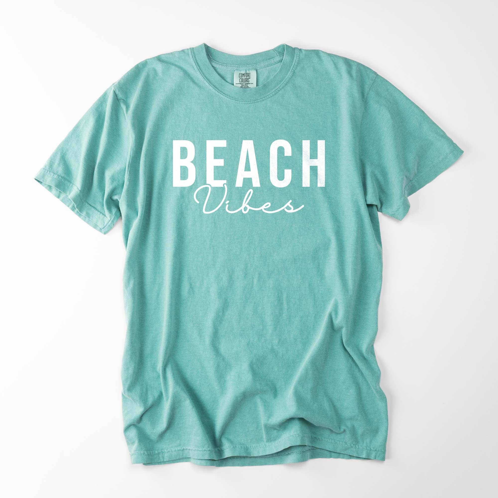Beach Vibes Garment Dyed Comfort Colors Tee Hoodie, Sweatshirt | PodTeesHub.com