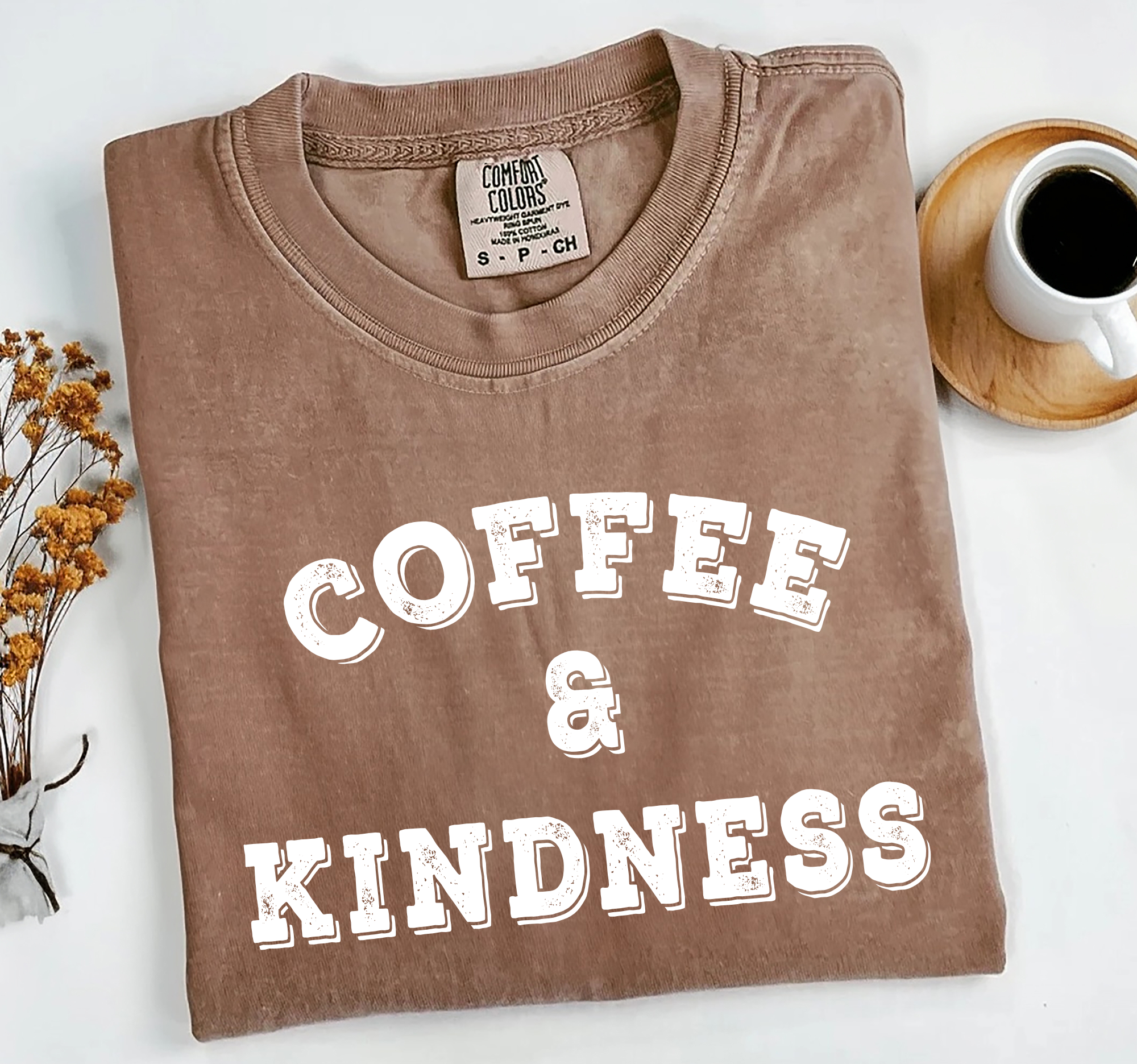 Coffee & Kindness, Coffee Shop T-Shirt, Comfort Colors® Hoodie, Sweatshirt | PodTeesHub.com
