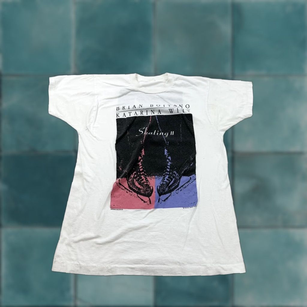 Vintage Skating S Small White Brian Boitano Katarina Witt Sports 90s T-Shirts, Hoodie, Sweatshirt