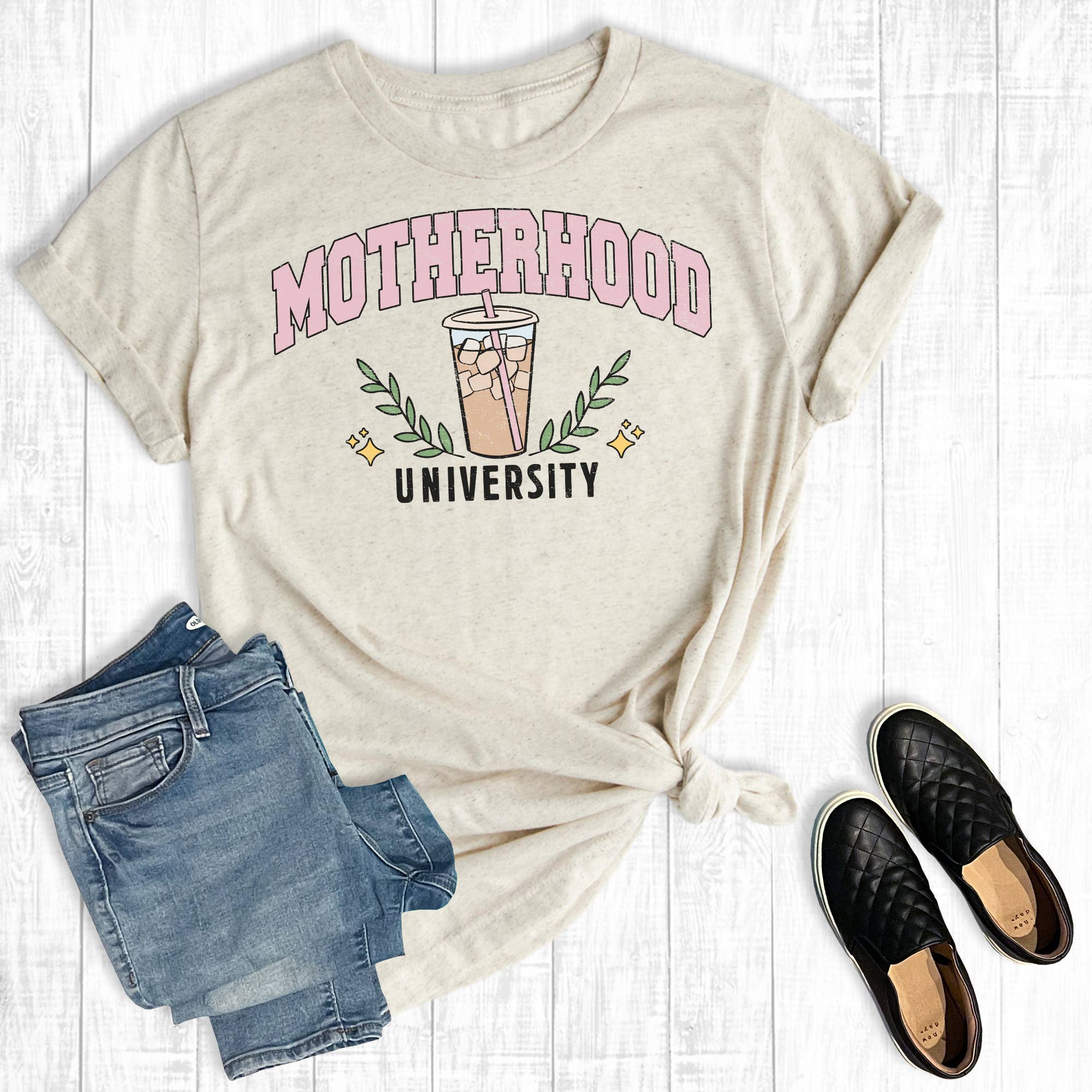 Mother's Day Mother Hood University Iced Coffee Graphic Tee Hoodie, Sweatshirt | PodTeesHub.com