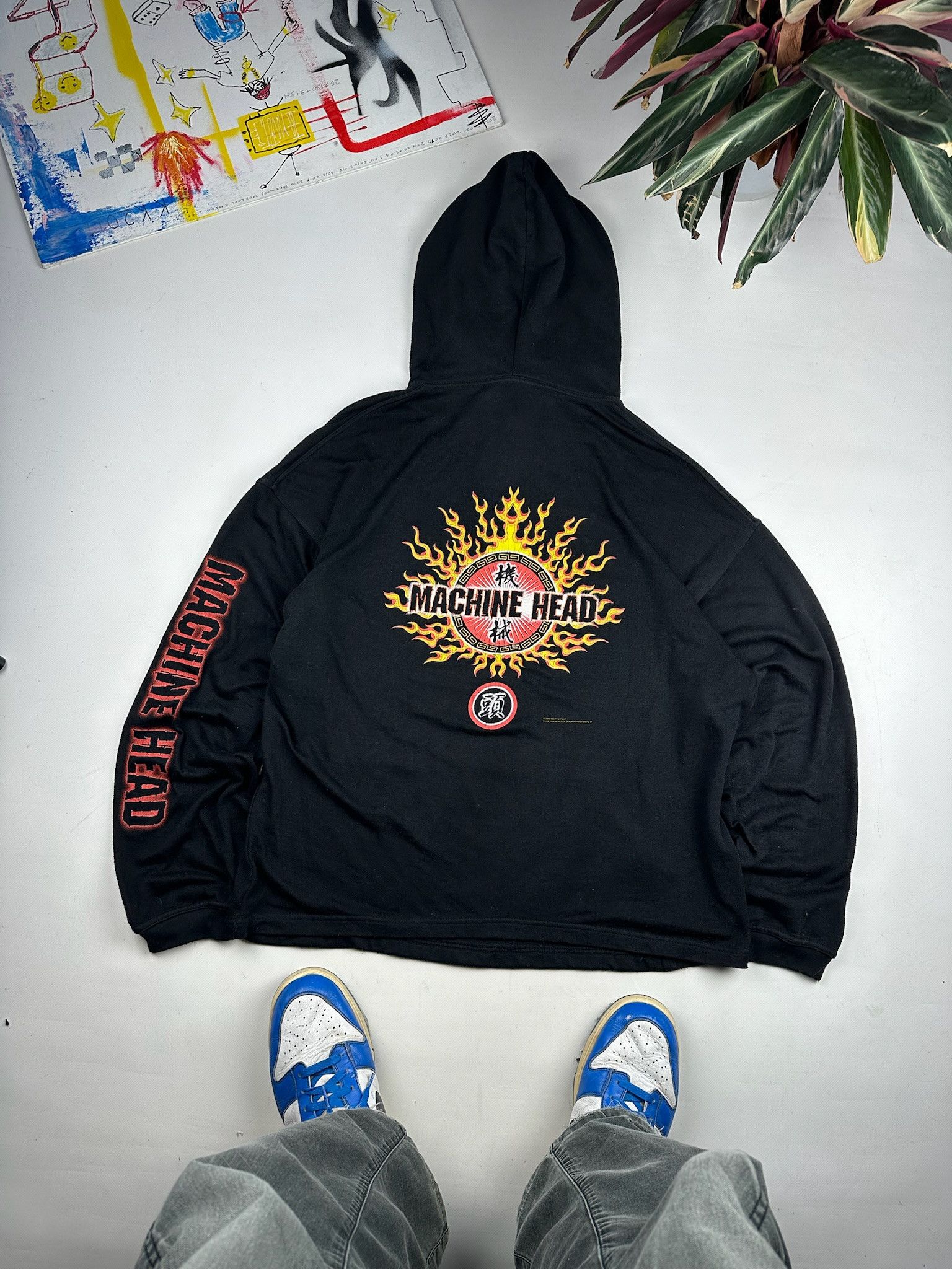 Band Tees Vintage Machine Head Faded Hoodie Dragon Japan Flame Sweatshirt | PodTeesHub.com