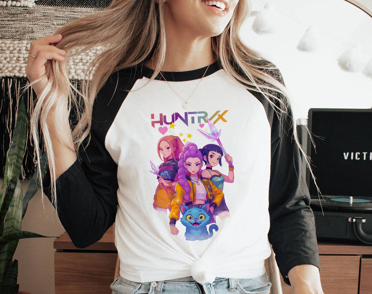 Huntrix Band Kpop Saja Inspired Baseball Raglan T-Shirt Hoodie, Sweatshirt | PodTeesHub.com
