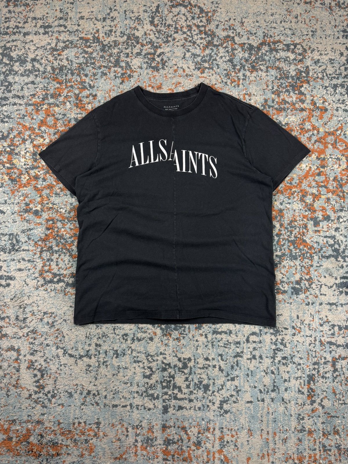 Designer Allsaints Split Big Logo Spellout Washed Tee Hoodie, Sweatshirt | PodTeesHub.com