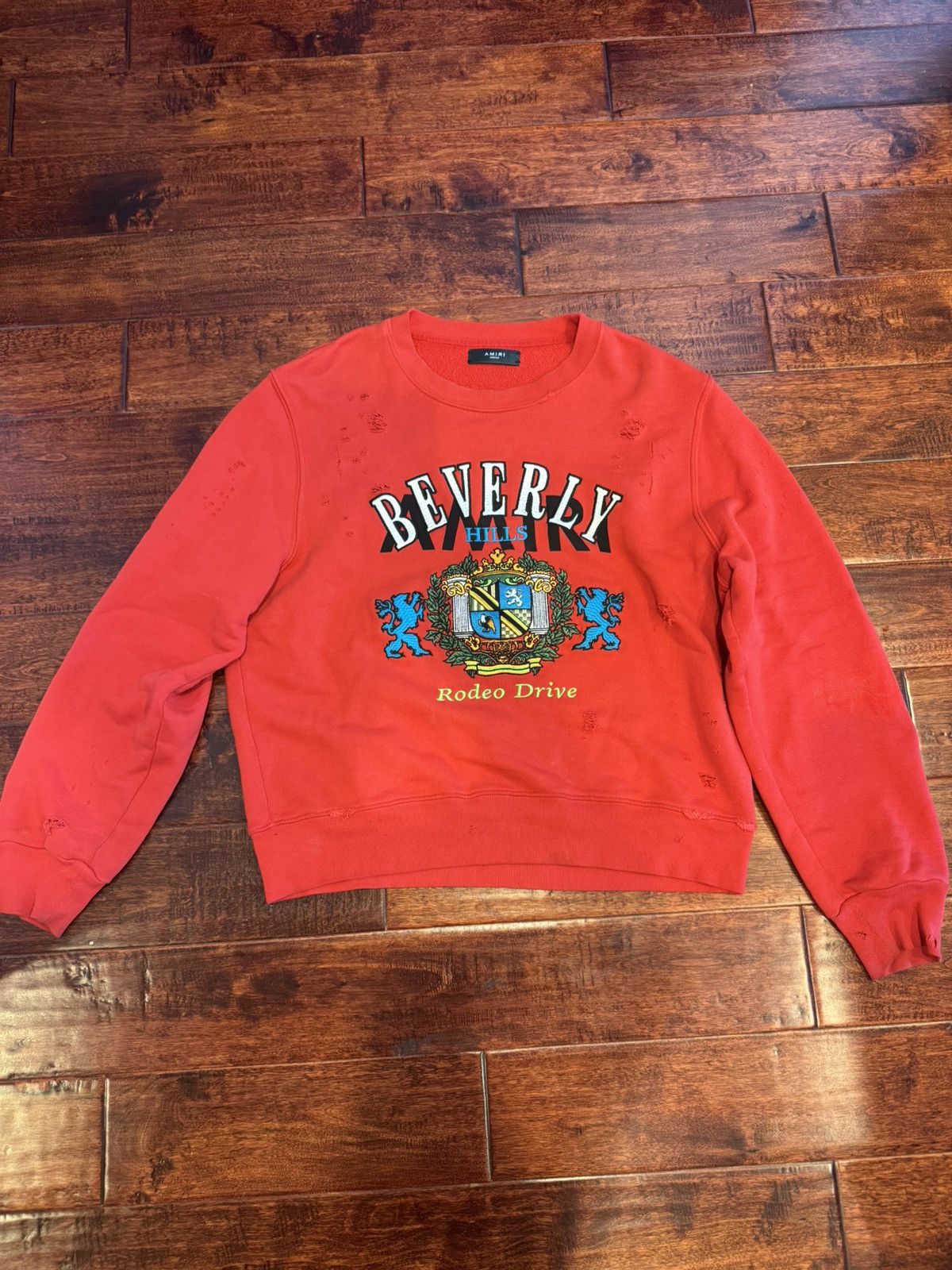 Amiri Rodeo Drive Crewneck Red Medium T-Shirts, Hoodie, Sweatshirt | PodTeesHub.com