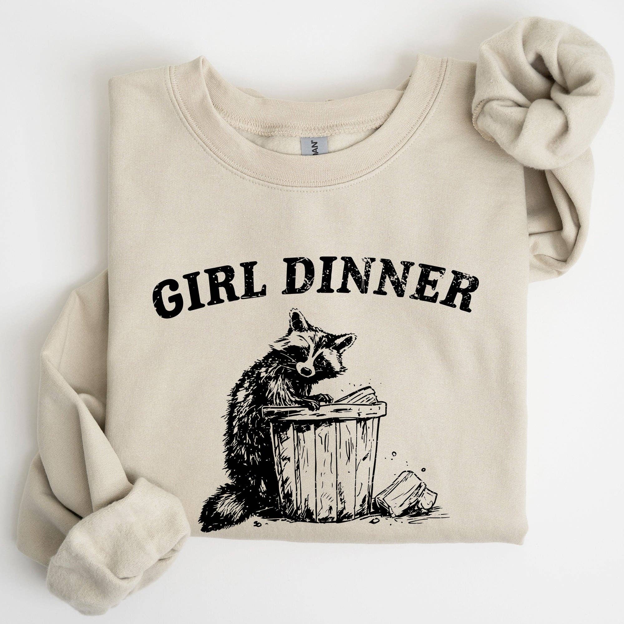 Girl Dinner, Raccoon, Meme, Aesthetic, Funny Sweatshirt T-Shirts, Hoodie | PodTeesHub.com