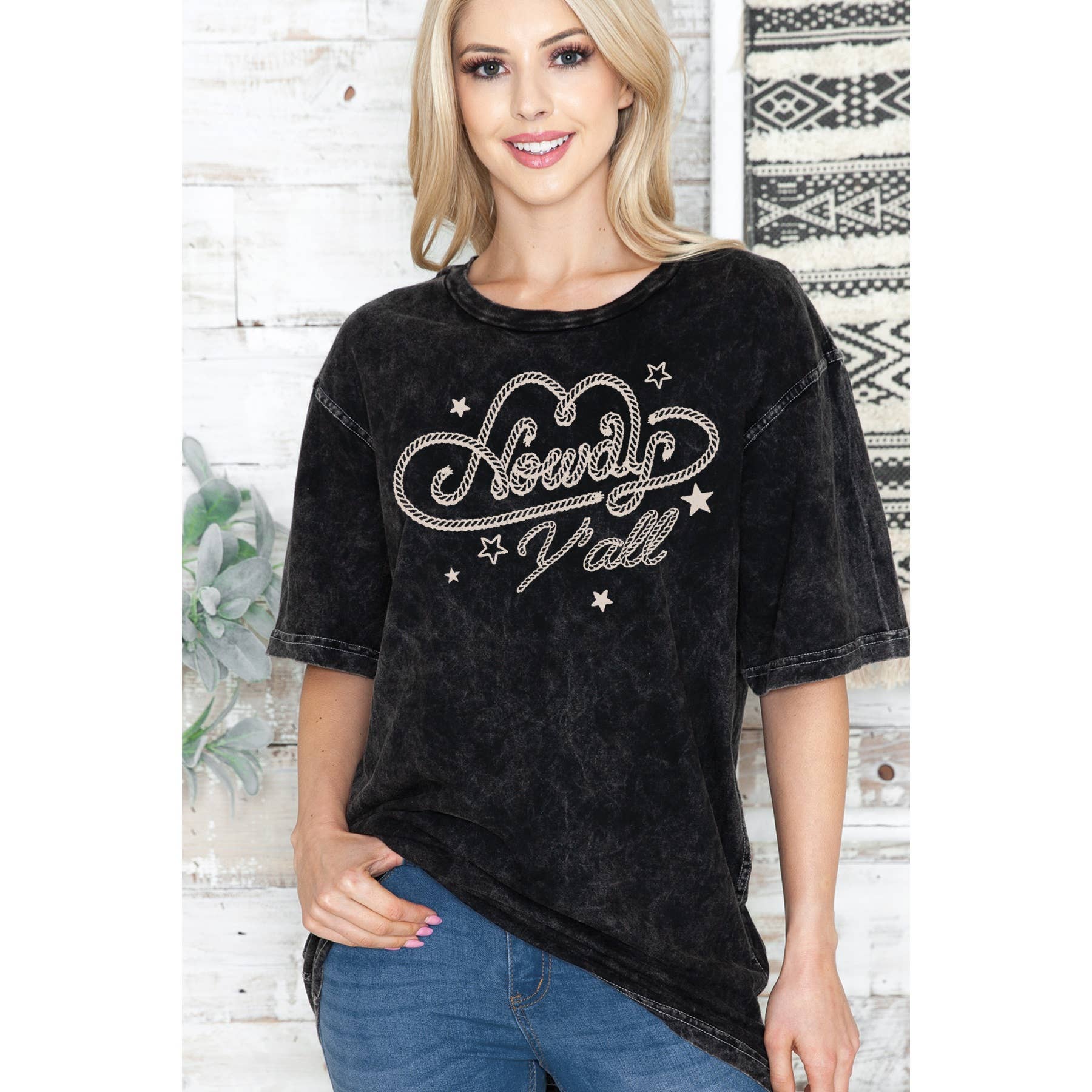 Howdy Yall -Unisex Oversized Mineral Wash Tee Hoodie, Sweatshirt | PodTeesHub.com