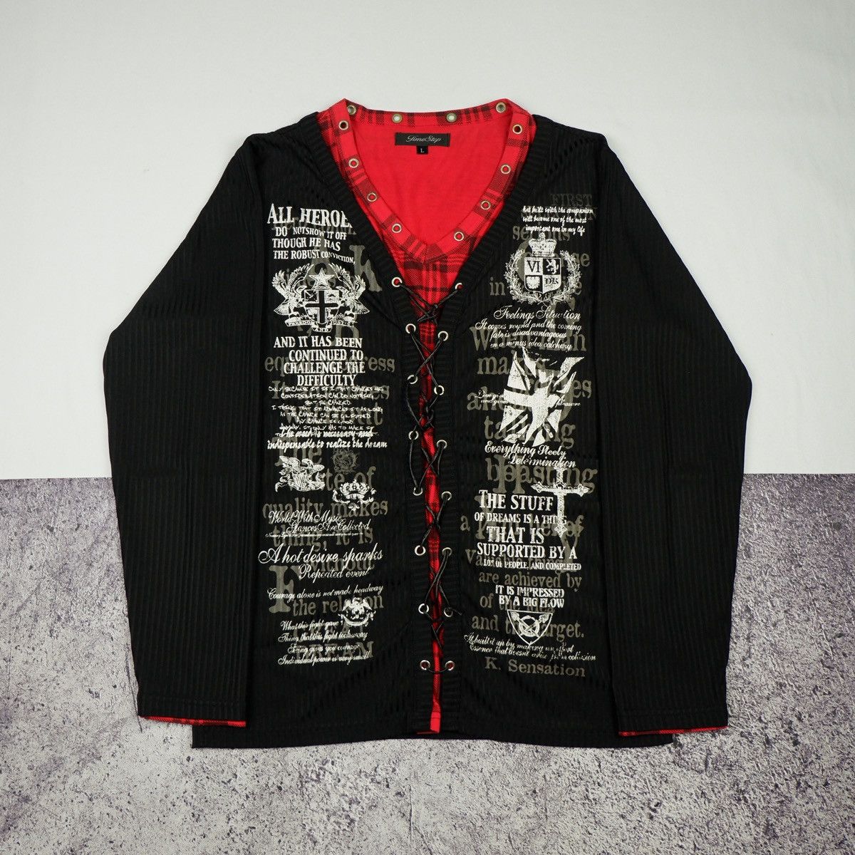 Japanese Brand Y2k Timestep Poem Laces Double Layered Punk T-Shirts, Hoodie, Sweatshirt | PodTeesHub.com