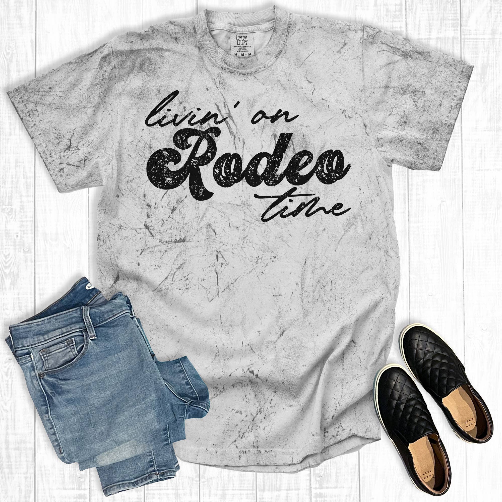 Western Livin' On Rodeo Time Comfort Colors Graphic Tee Hoodie, Sweatshirt | PodTeesHub.com