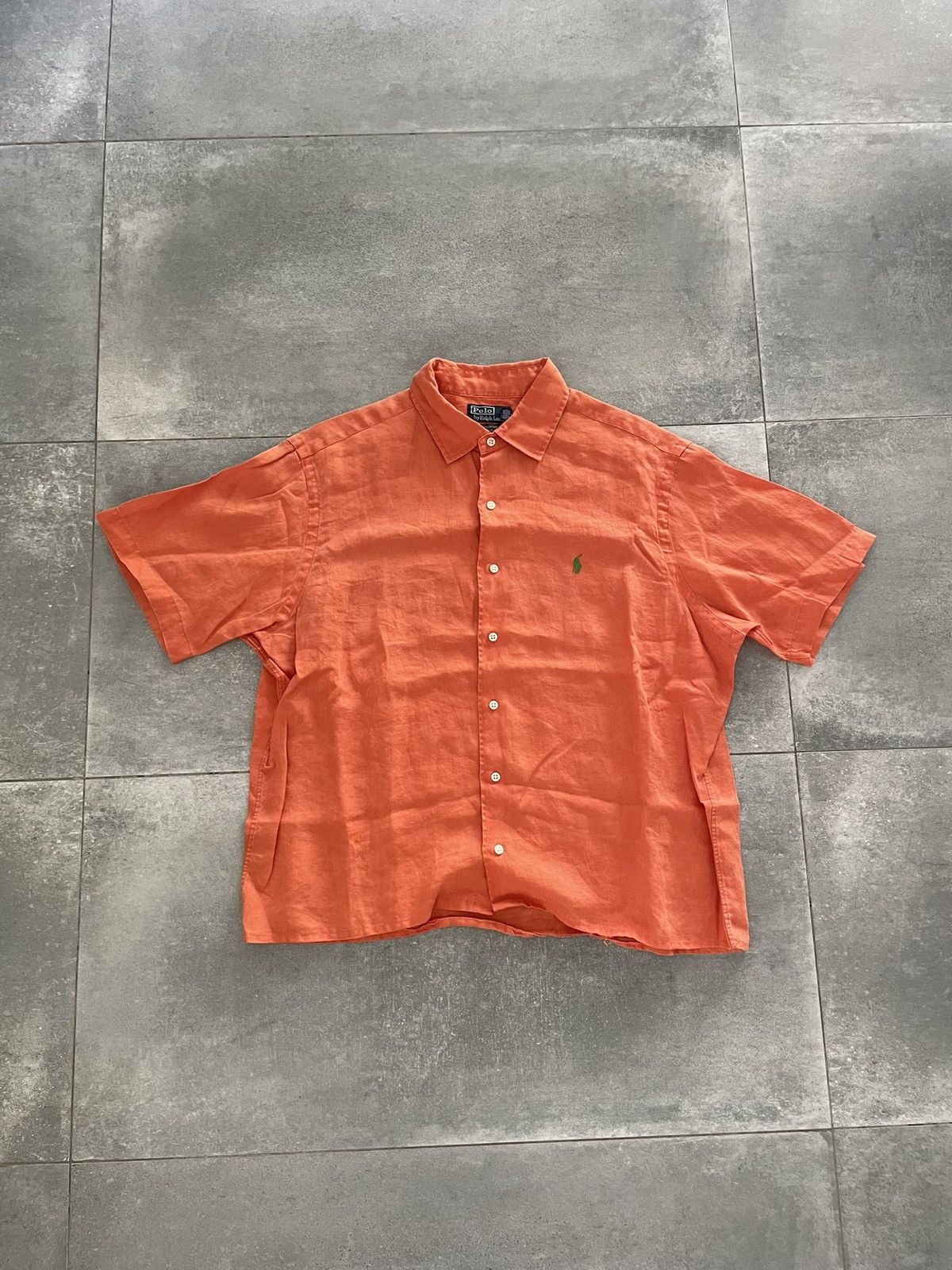 Polo Ralph Lauren Vtg 90s 00s Polo Ralph Lauren Orange Linen Shirt Xl Hoodie, Sweatshirt | PodTeesHub.com