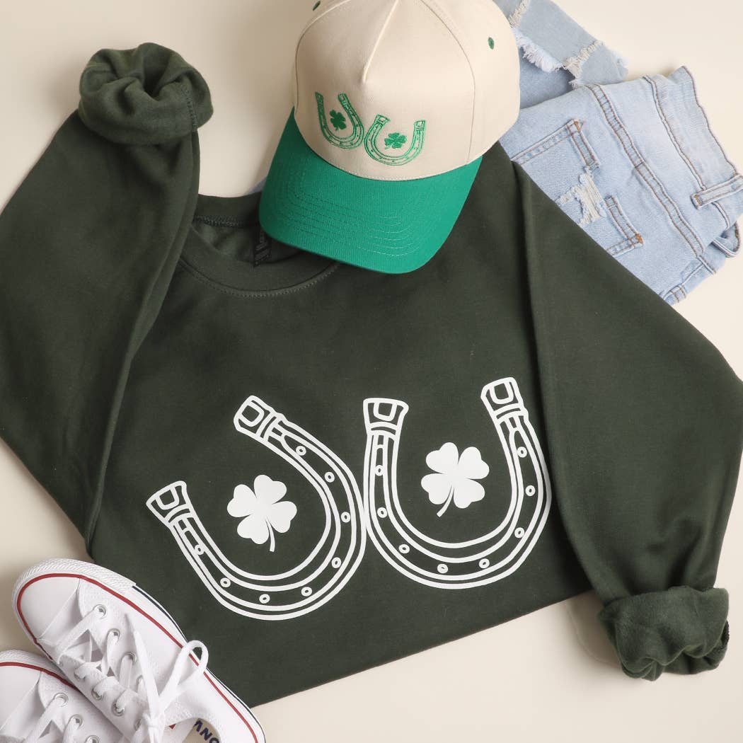 Double Horseshoe & Clover Heavyweight Sweatshirt T-Shirts, Hoodie | PodTeesHub.com