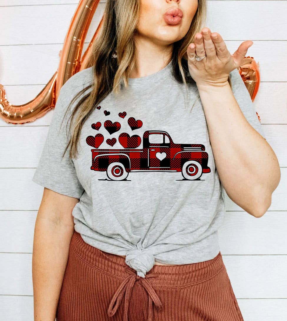 Love Truck - Valentine's Day Hearts Truck Cute Gift T-Shirt Hoodie, Sweatshirt | PodTeesHub.com