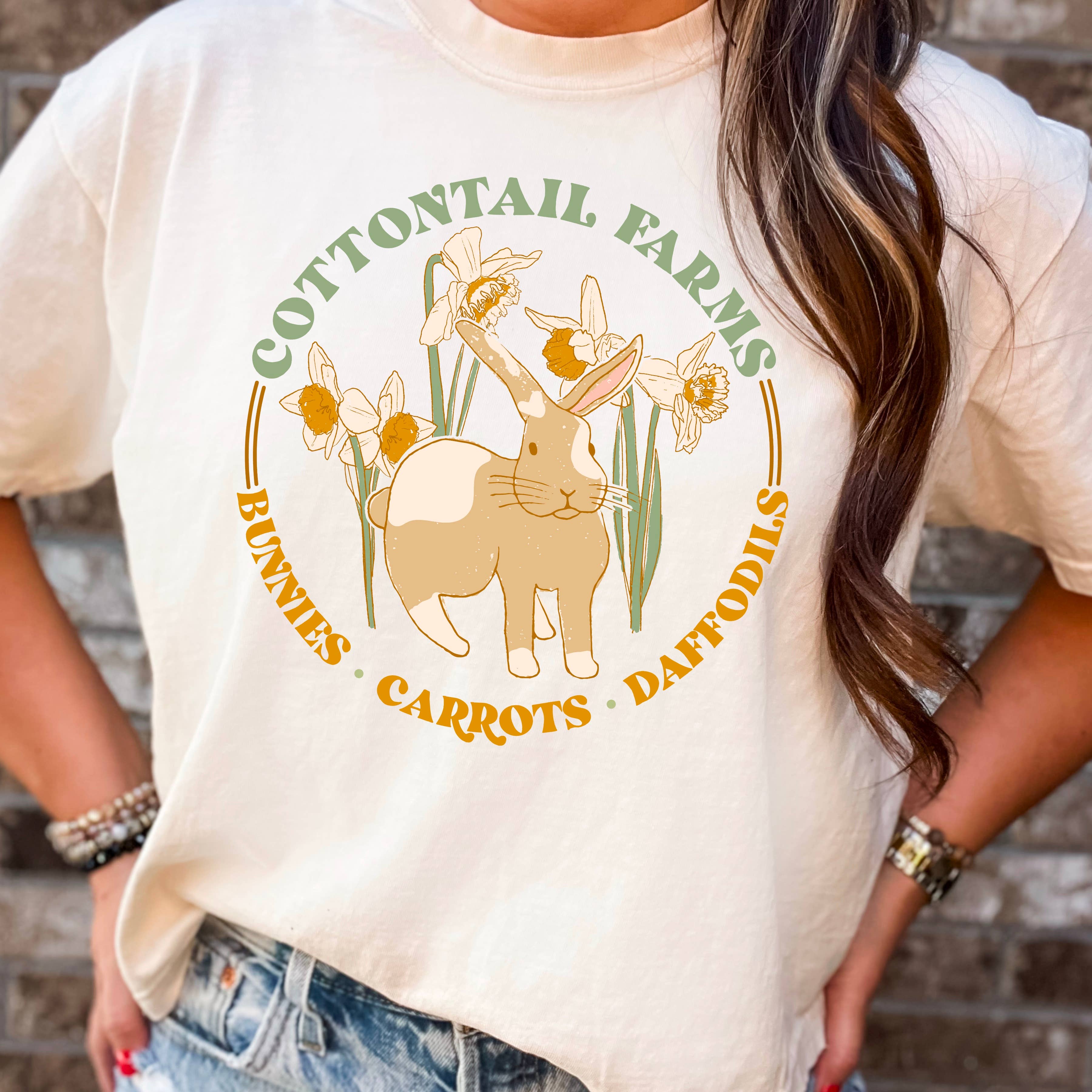 Easter Graphic Tee | Cottontail Farms | Comfort Colors Hoodie, Sweatshirt | PodTeesHub.com