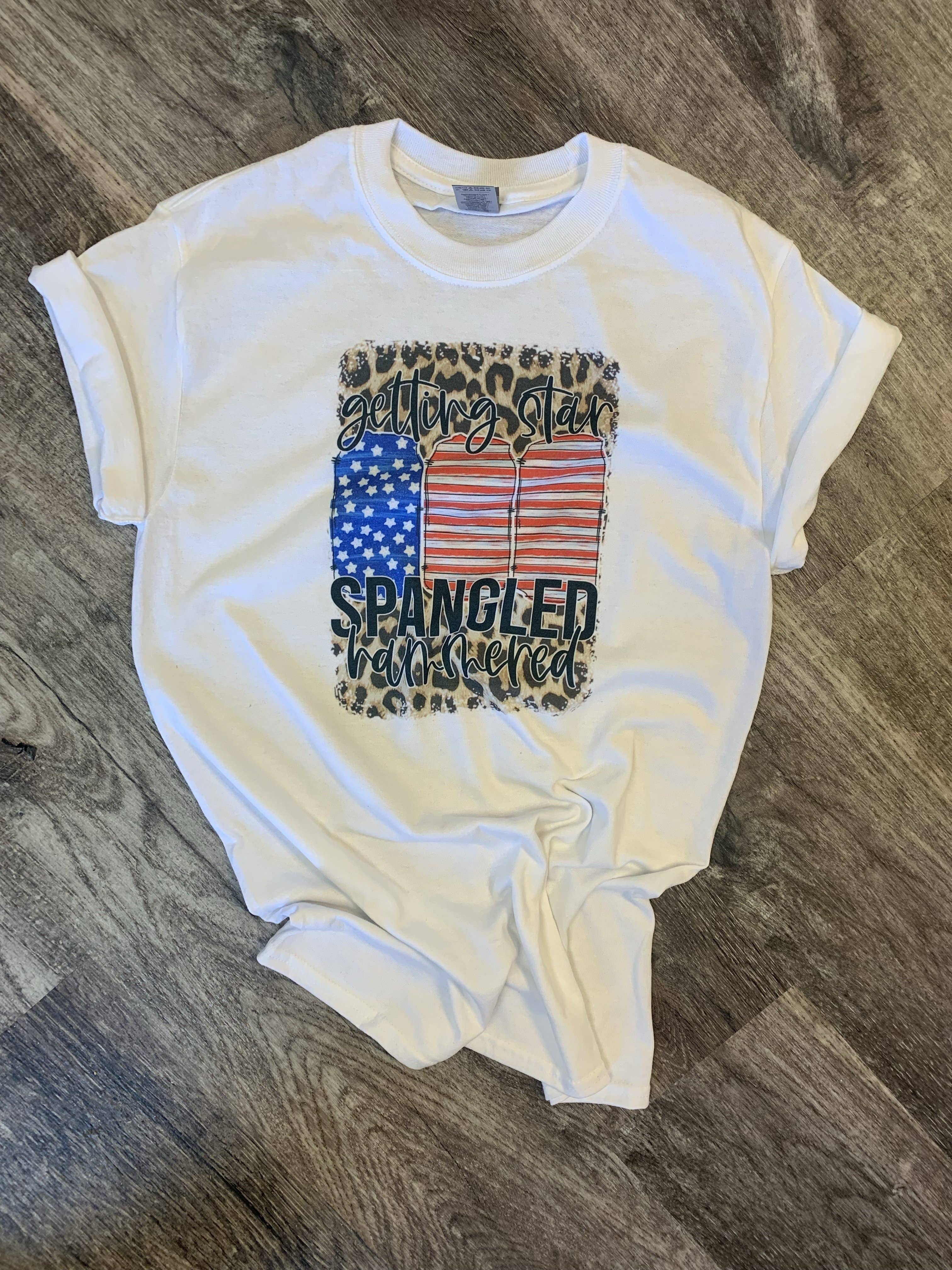 Getting Star Spangled Hammered On White Tee Hoodie, Sweatshirt | PodTeesHub.com