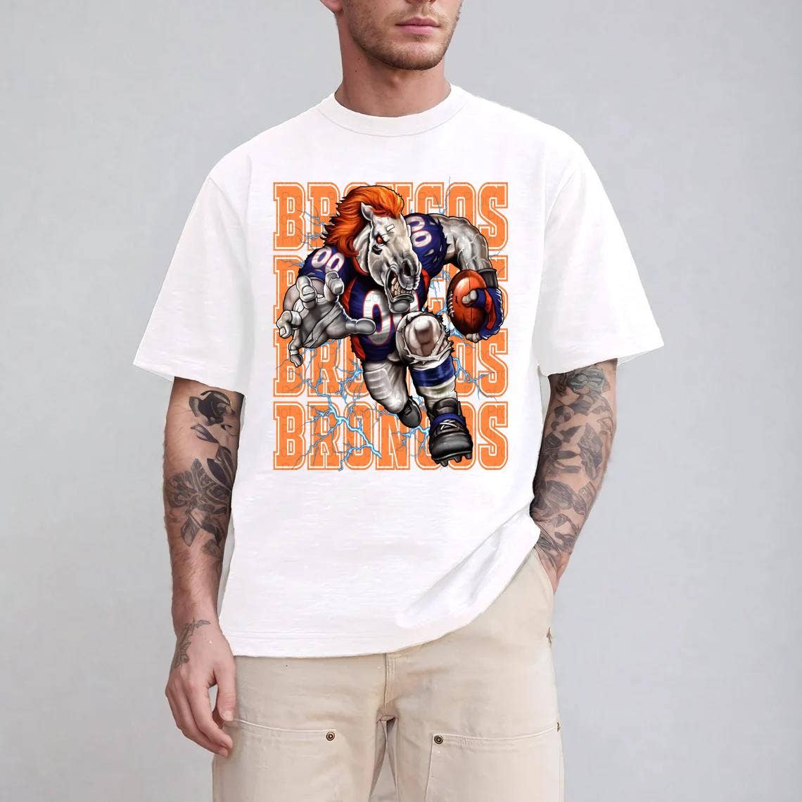 Fierce Broncos Football Mascot T-Shirt Design For Fans Hoodie, Sweatshirt | PodTeesHub.com