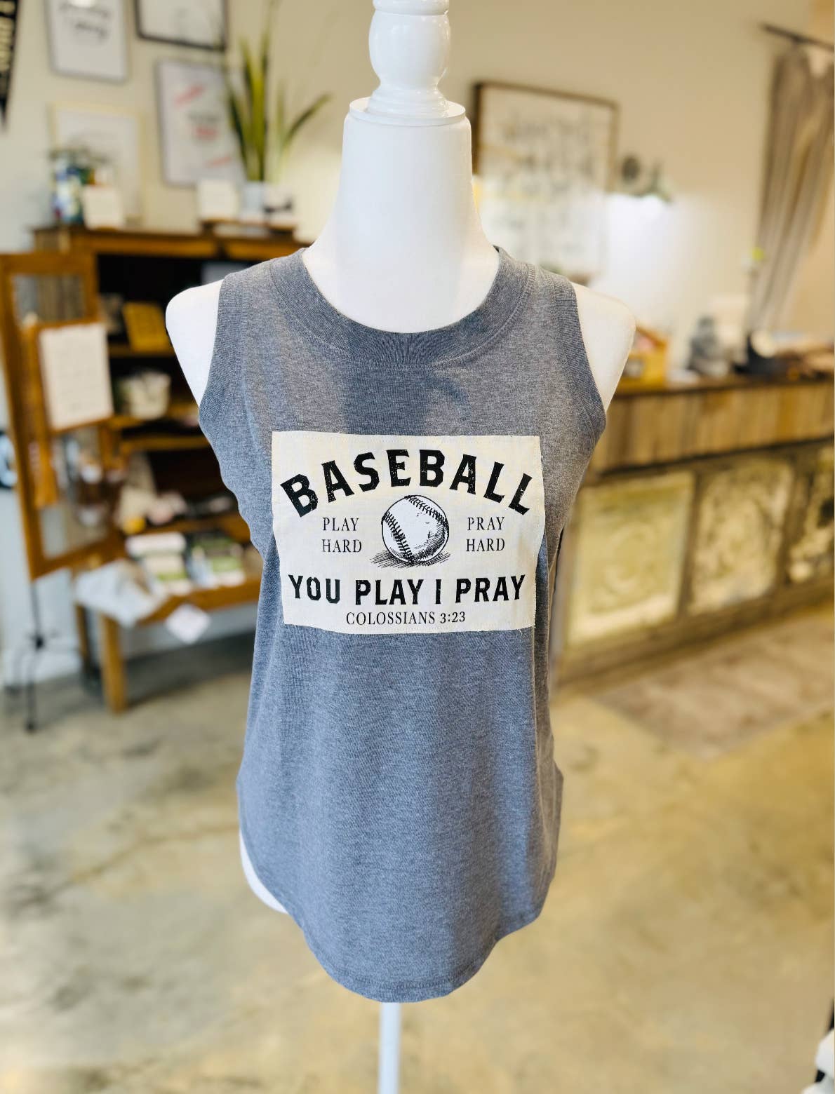 Baseball Mom Tank | Pray Hard Patch | Sports Mom Tee Hoodie, Sweatshirt | PodTeesHub.com