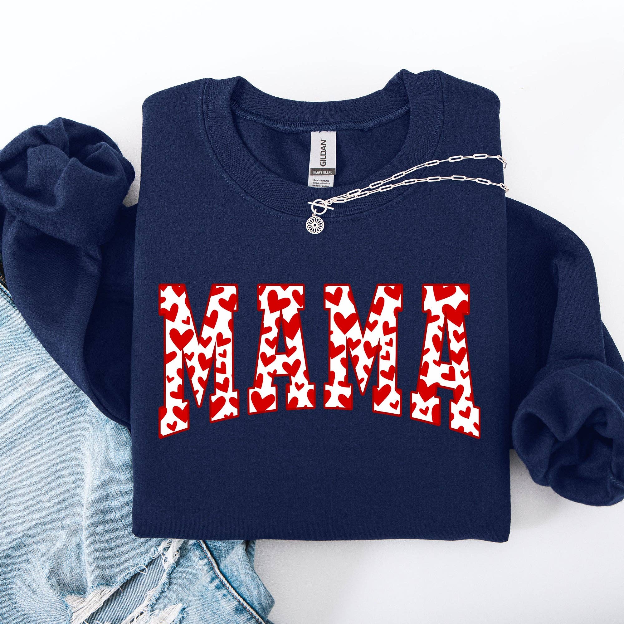 Mama, Valentine's Day, Varsity, Hearts, Love Sweatshirt T-Shirts, Hoodie | PodTeesHub.com