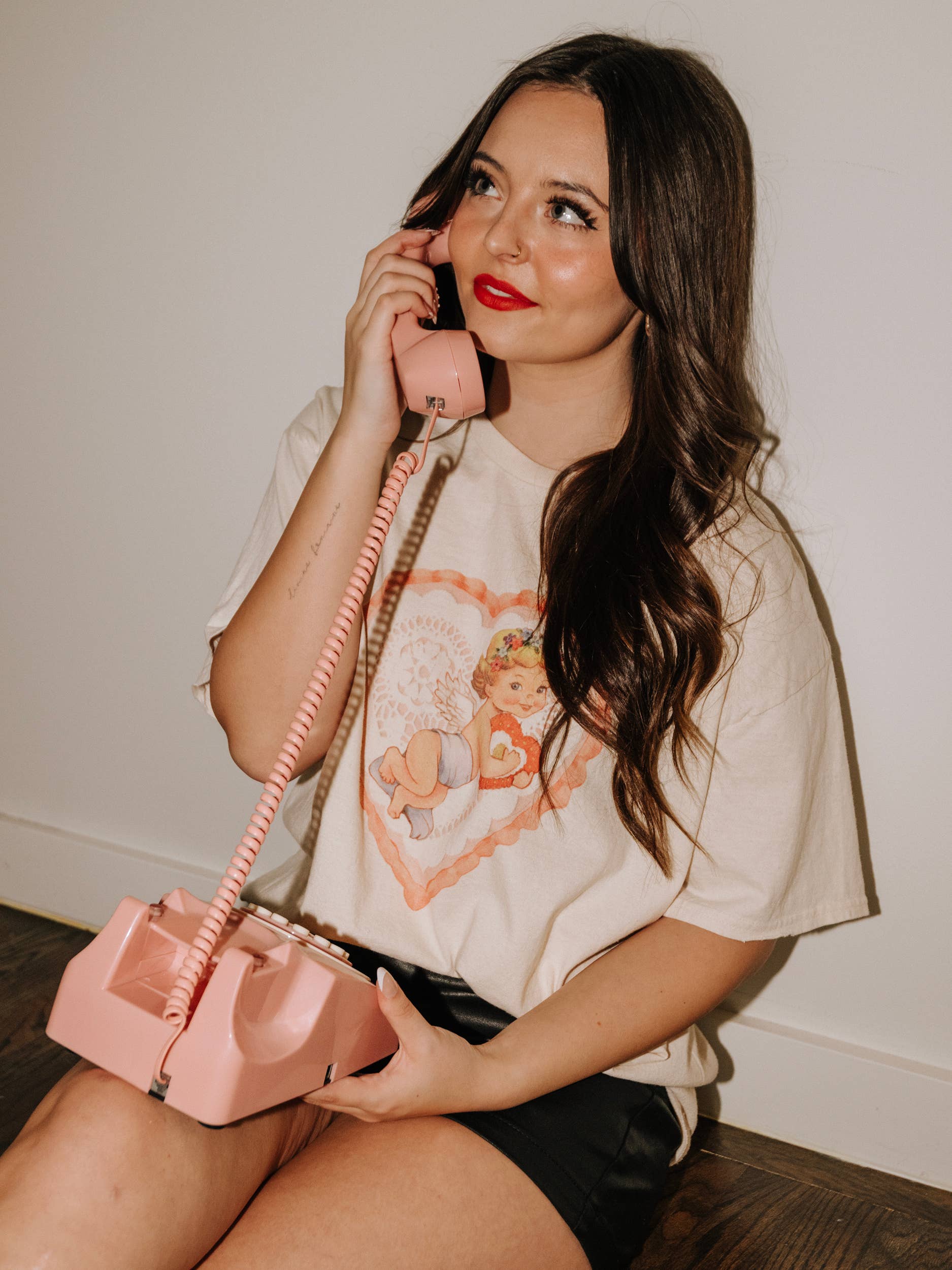 Cupid Heart Valentine's Day Off White Thrifted Graphic Tee Hoodie, Sweatshirt | PodTeesHub.com
