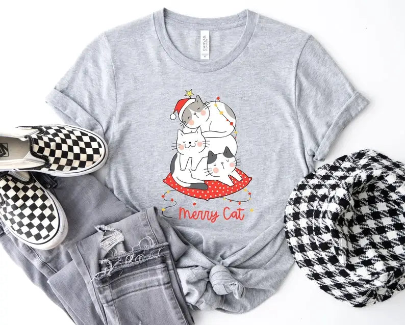 Merry Cat T-Shirt Hoodie, Sweatshirt | PodTeesHub.com